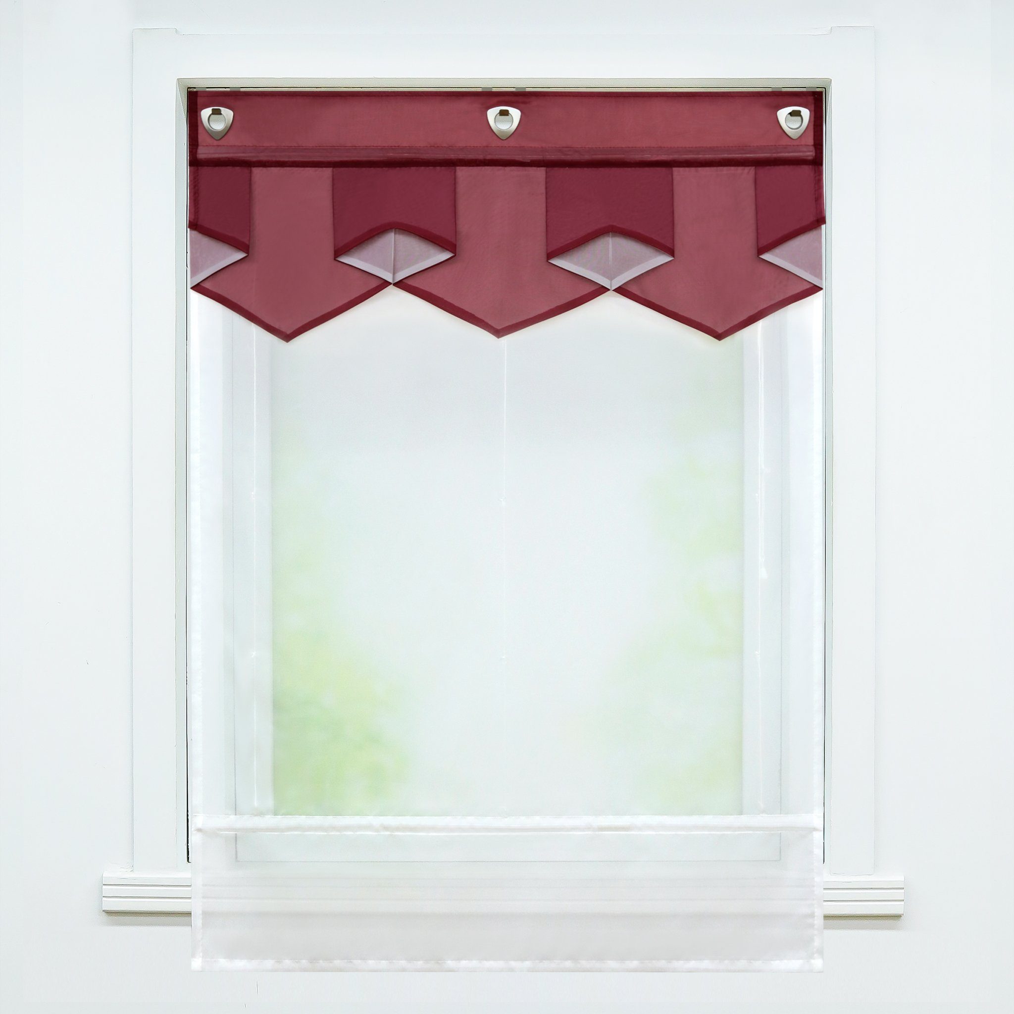 Delien Raffrollo Anita, mit Hakenaufhängung, Voile mit farbigem Abschluss günstig online kaufen