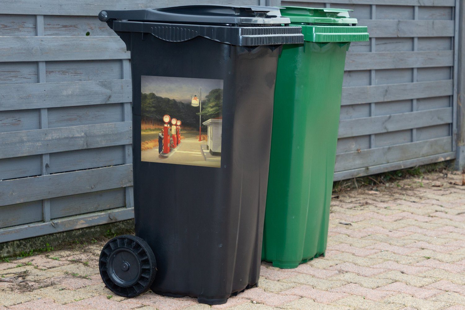 Abfalbehälter Hopper Sticker, (1 - Container, Edward St), MuchoWow Mülleimer-aufkleber, Mülltonne, Wandsticker Benzin