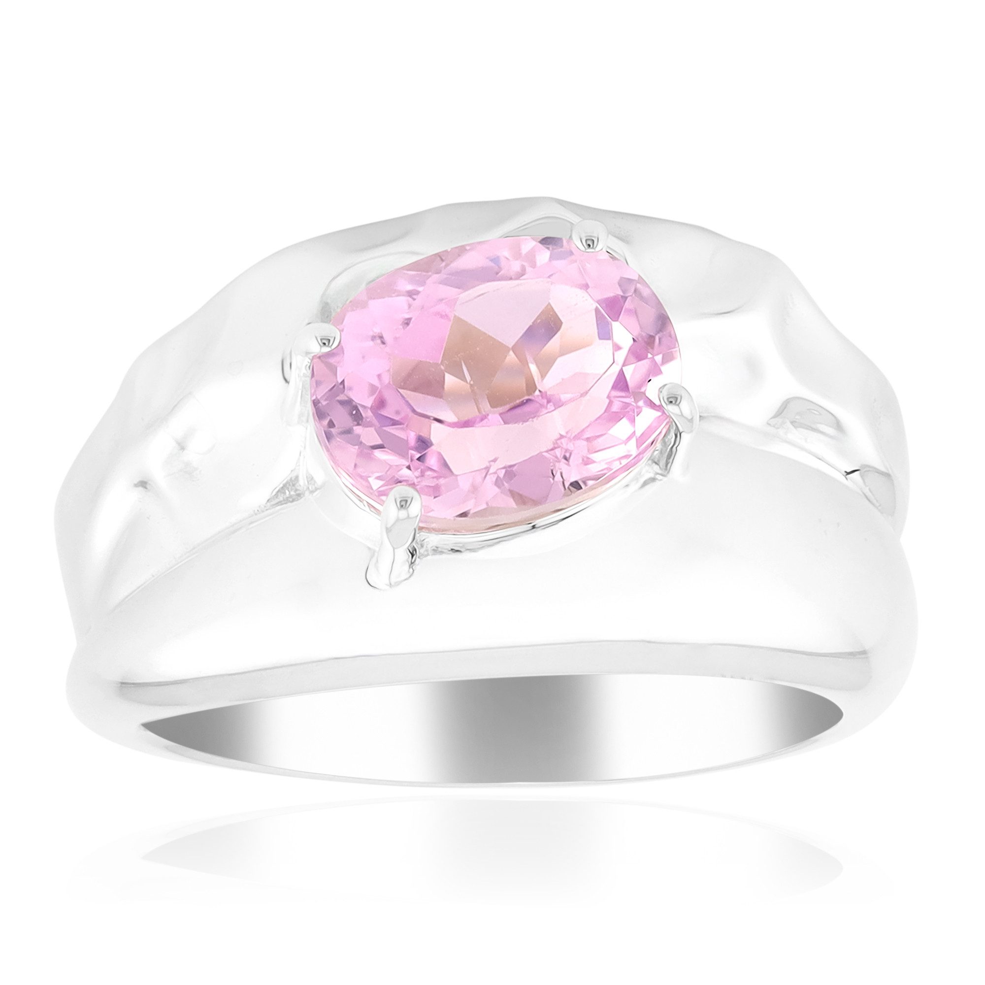 Solitärring Cavill Ring 2,295 ct Kunzit Rosa Oval 925 Sterlingsilber Damen