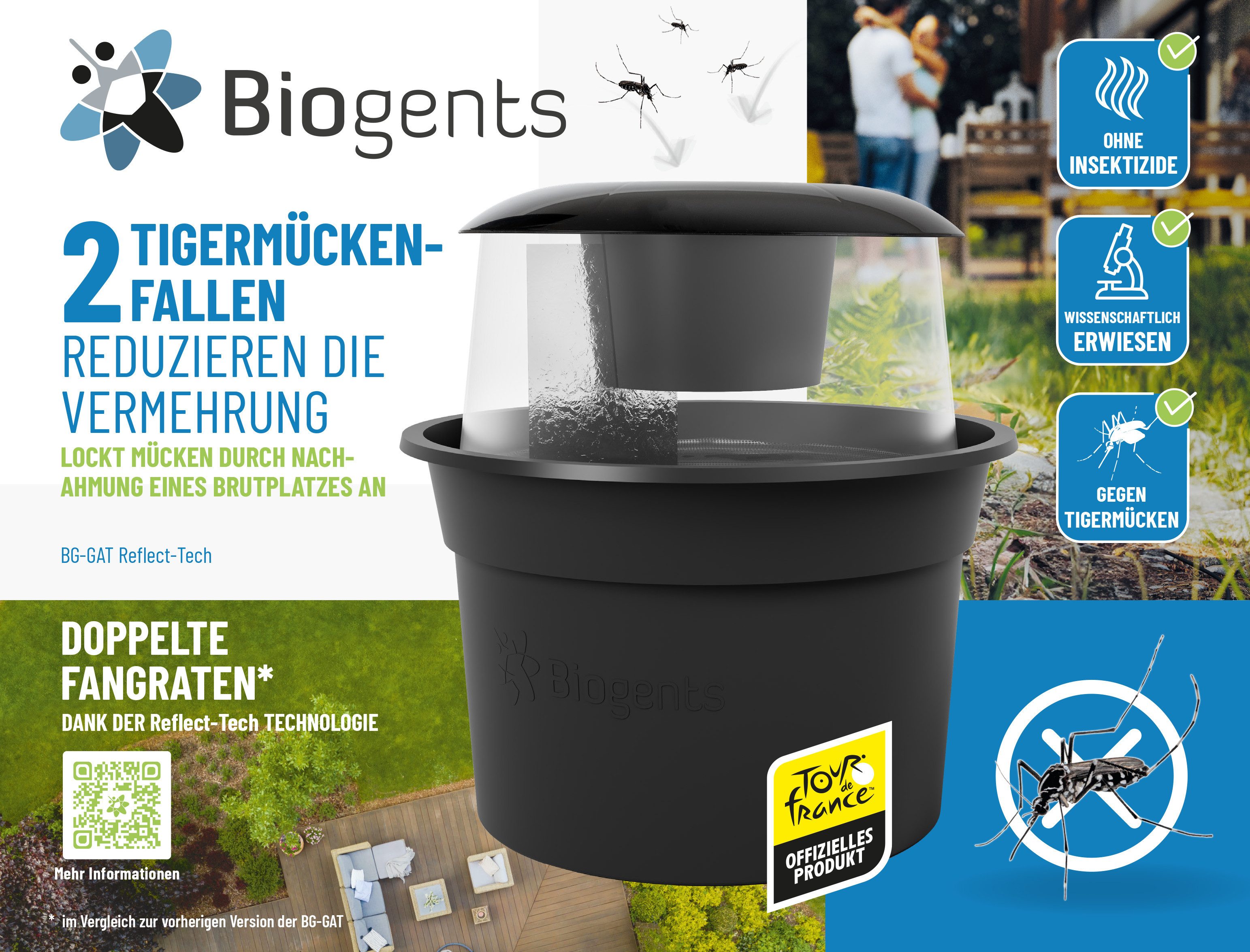 Biogents AG Ultraschall-Tierabwehr BG-GAT Reflect-Tech, 2er Set, Tigermückenfalle für den Außenbereich