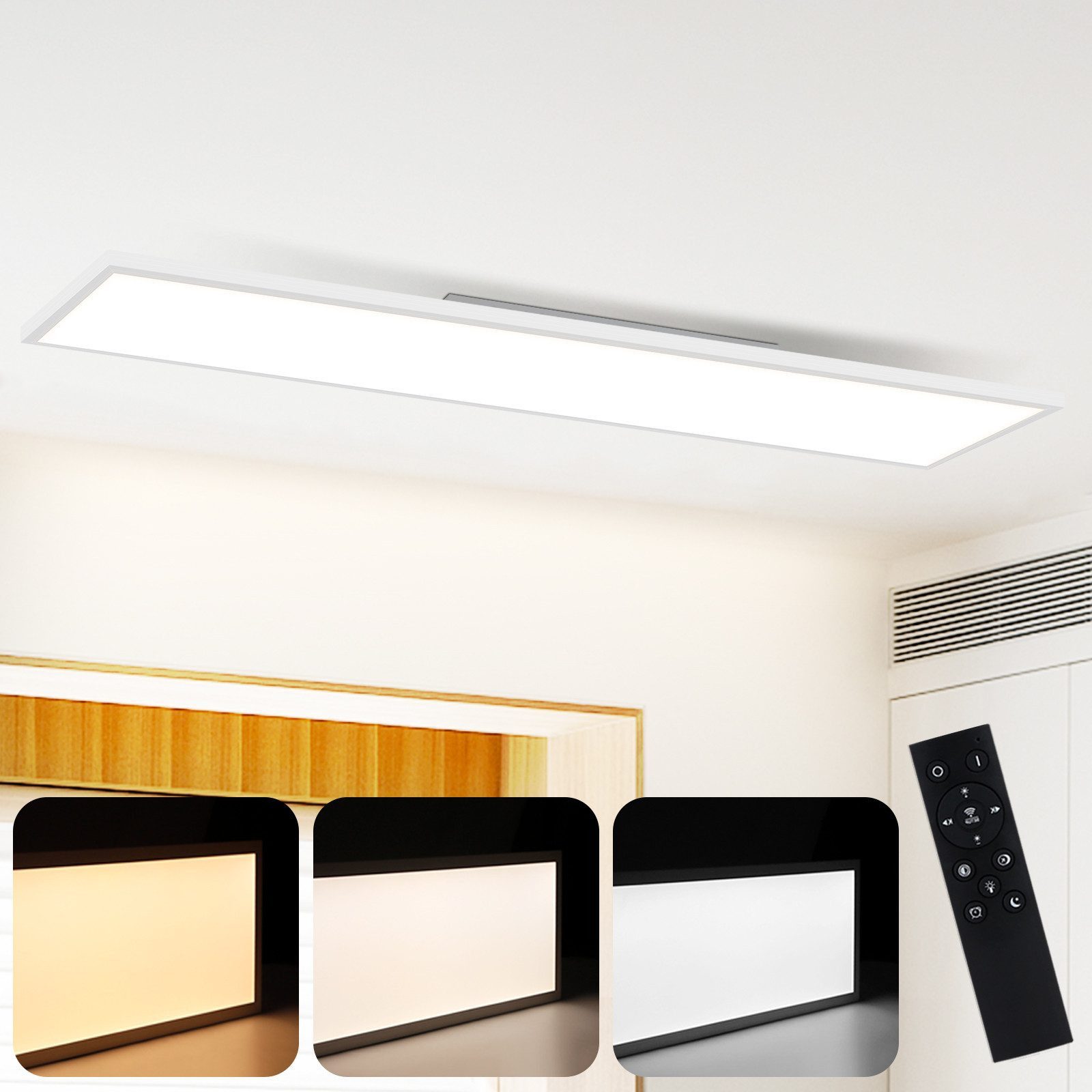 Nettlife LED Panel Weiß Deckenleuchte Flach 100*25CM Rechteckige Deckenlamp günstig online kaufen