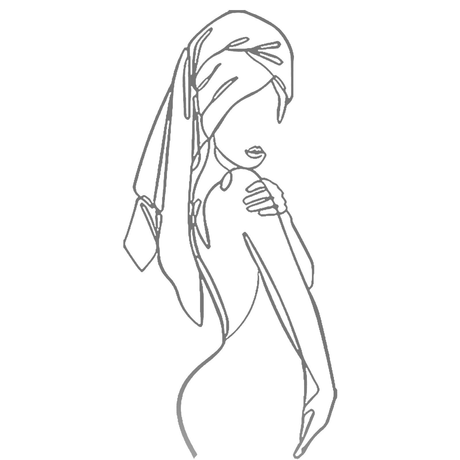 Jumpeak Wanddekoobjekt Weiblicher Linienzeichnung Metall-Kunstwanddekoration,Linienkunst, Hergestellt aus Metall,Schwarz, Weiß, Gold, Silber