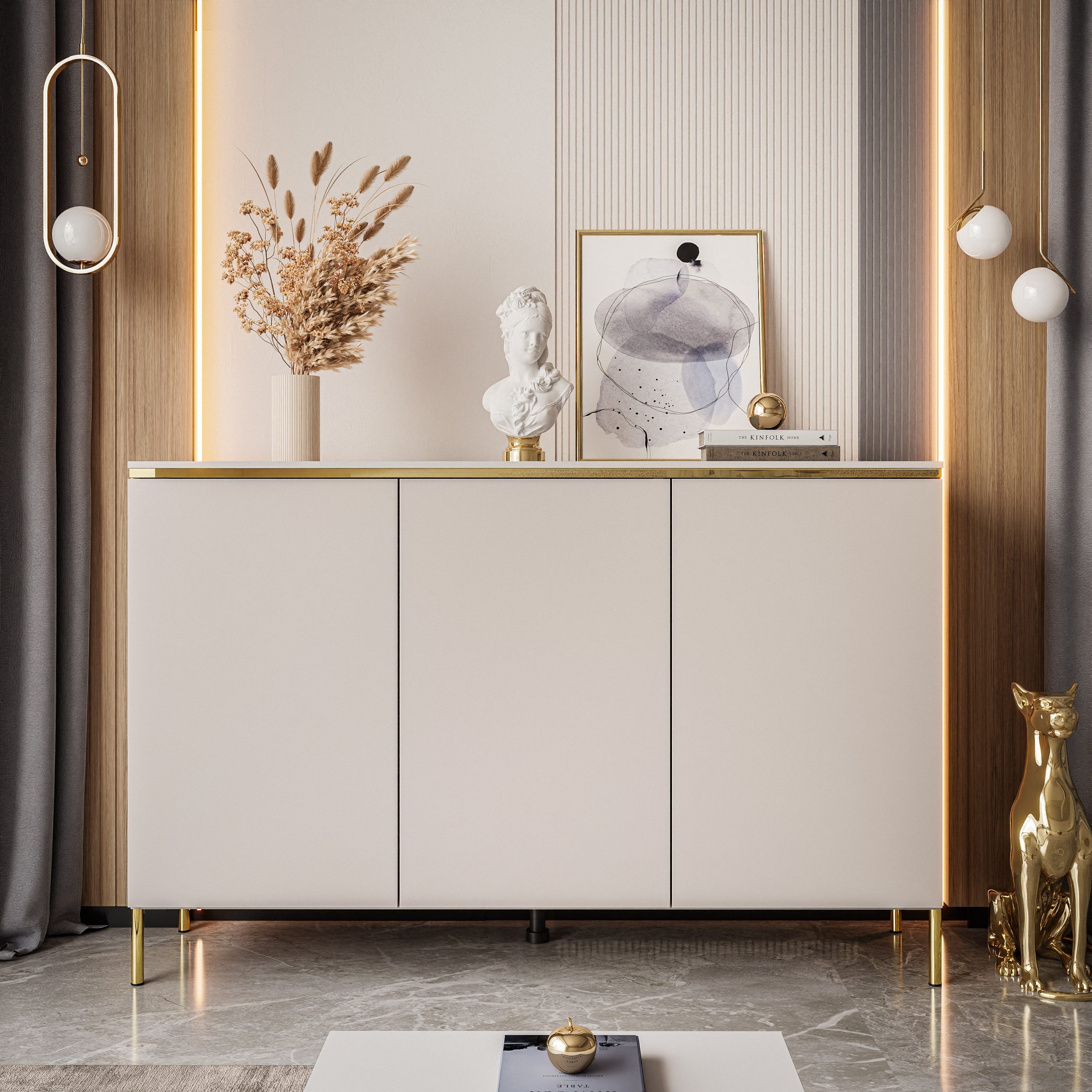 Lookway Kommode AURORA II Kaschmir Hängende Anrichte mit Dreitürige oder auf Beinen