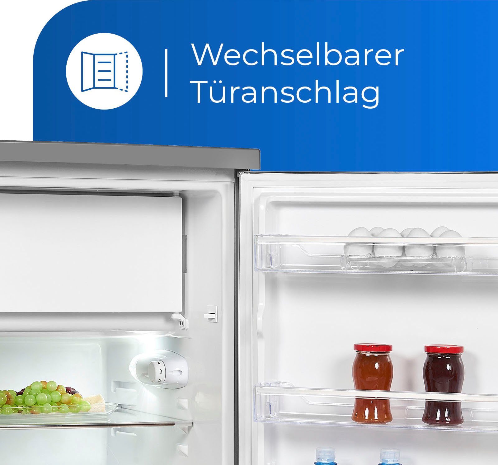 exquisit Kühlschrank KS18-4-H-170E cm edelstahl 85,0 inoxlook, breit hoch, cm optik 60,0