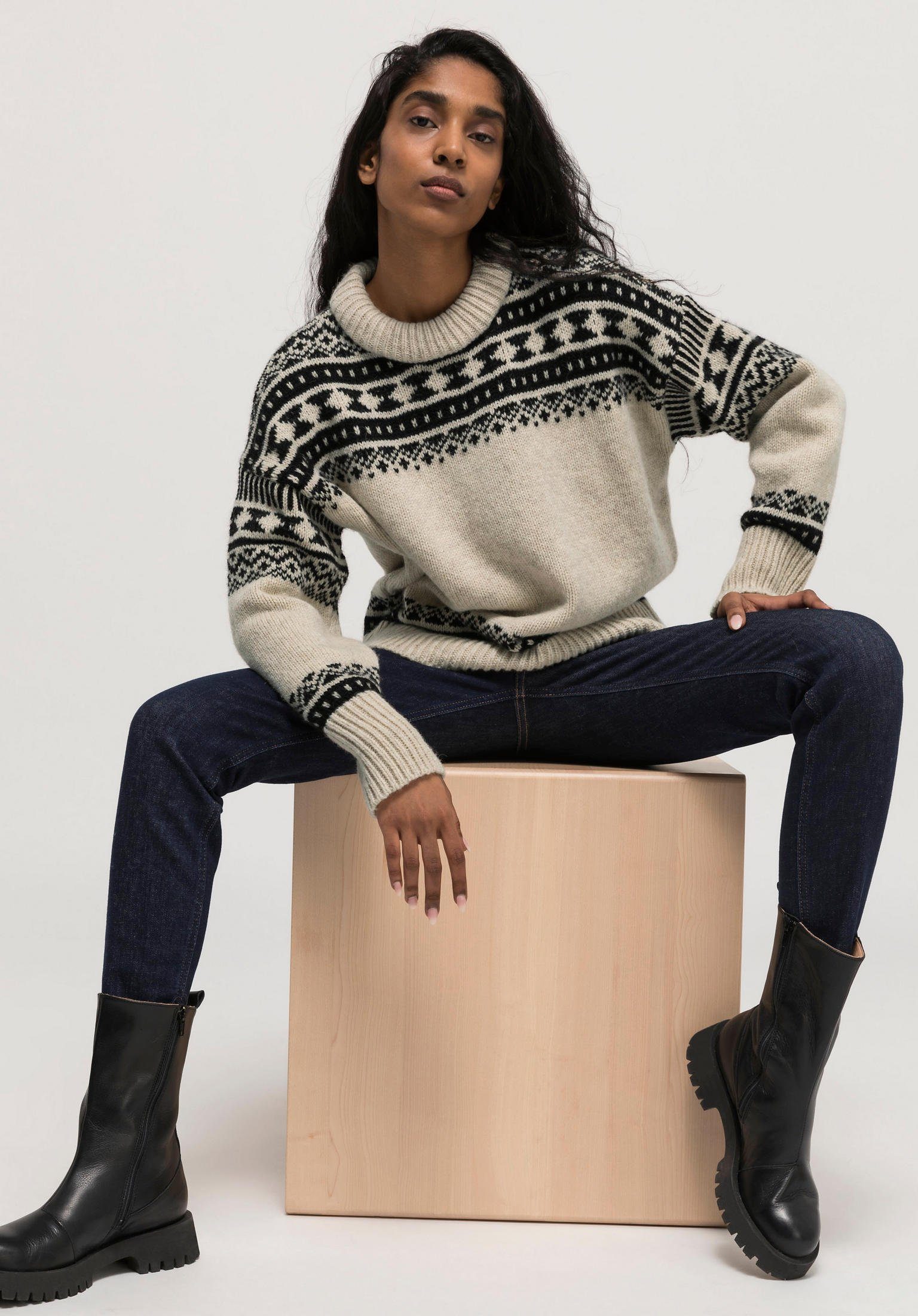 Hessnatur Strickpullover »Norweger-Pullover ungefärbt aus Merinowolle mit«  online kaufen | OTTO