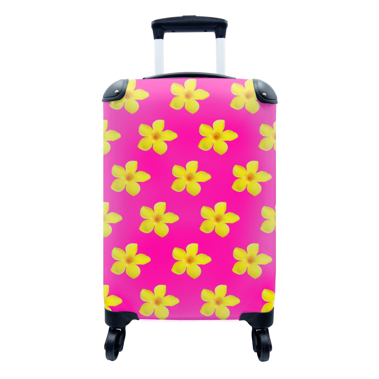 Muster, Ferien, Gelb Blumen Trolley, - 4 rollen, Reisekoffer Handgepäckkoffer mit Reisetasche Handgepäck MuchoWow für Rollen, -