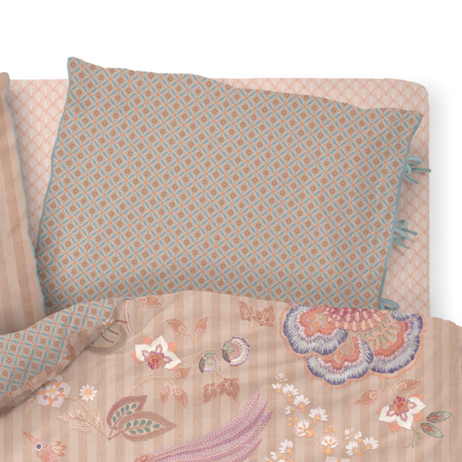 PiP Studio Bettwäsche Buenas Noches, Perkal, 2 teilig, Blüten, florale Elemente, Gestreift
