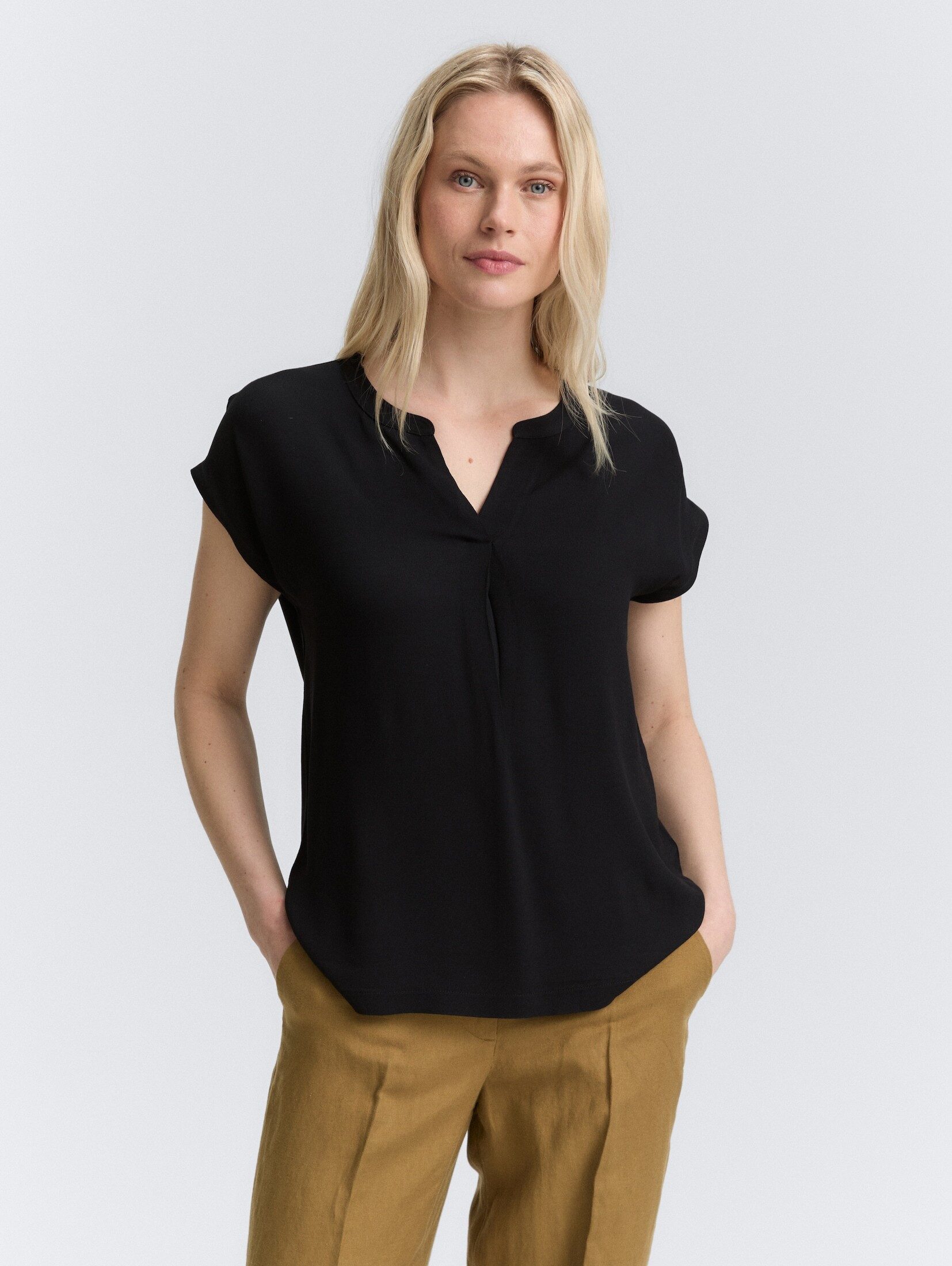 TOM TAILOR T-Shirt Blusenshirt im Material-Mix günstig online kaufen