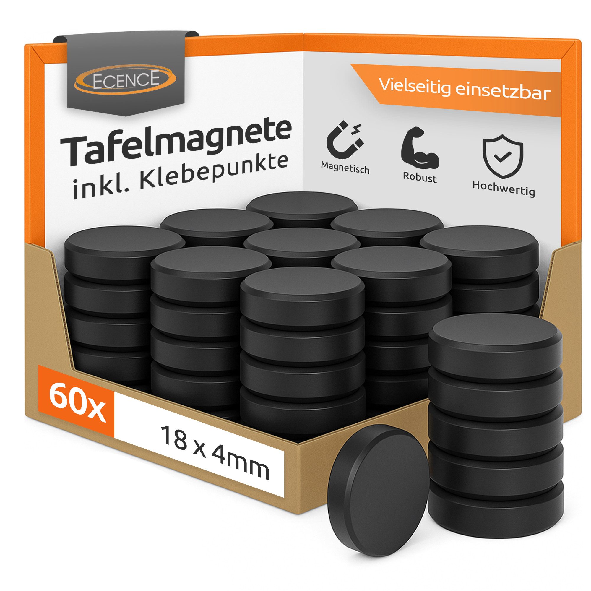 ECENCE Magnet Magnet für Magnettafel 60x Ferrit Magnet (60-St)