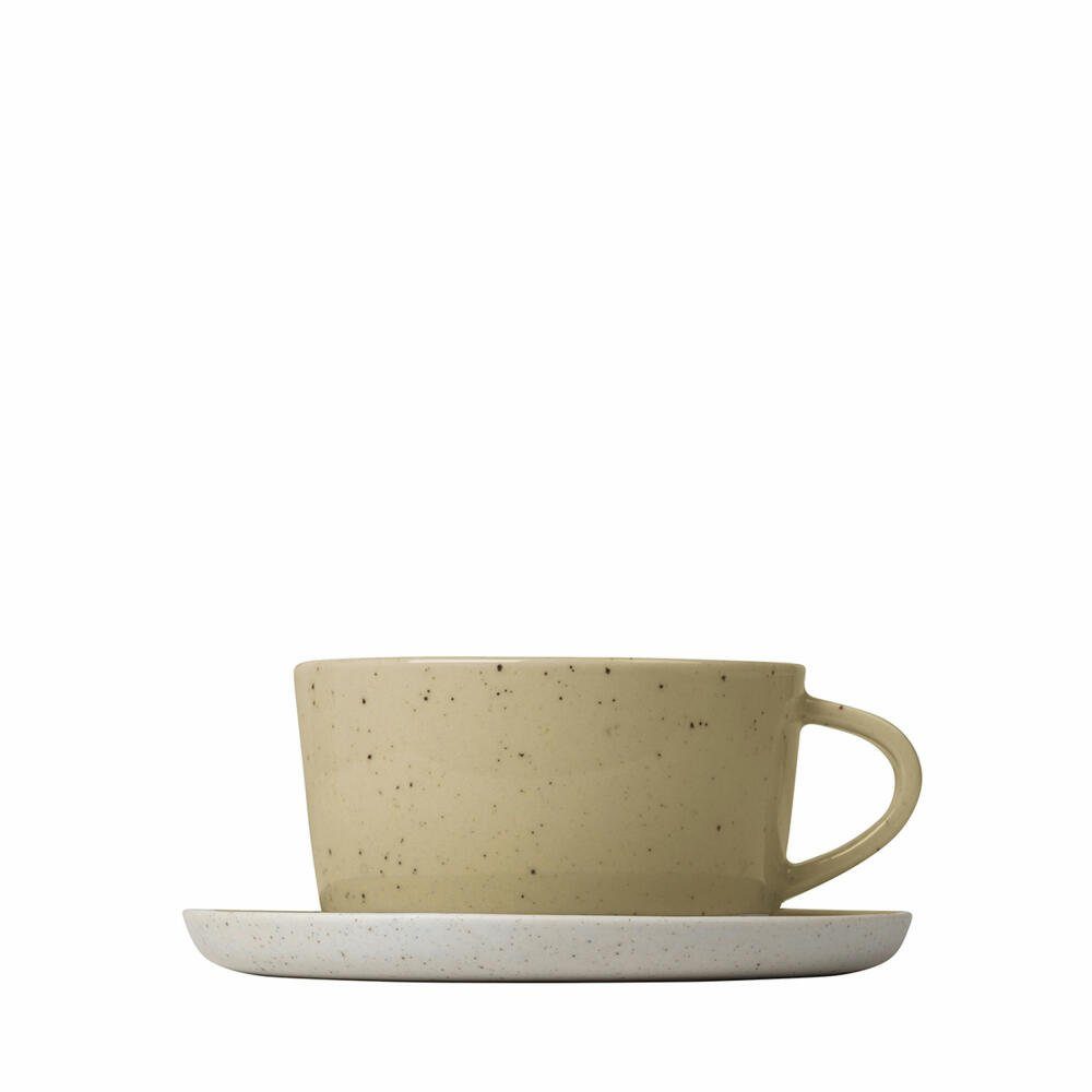 blomus Tasse Teetassen 2er-Set Sablo Savannah, 250 ml, 2-tlg., Steingut, mit Untertasse
