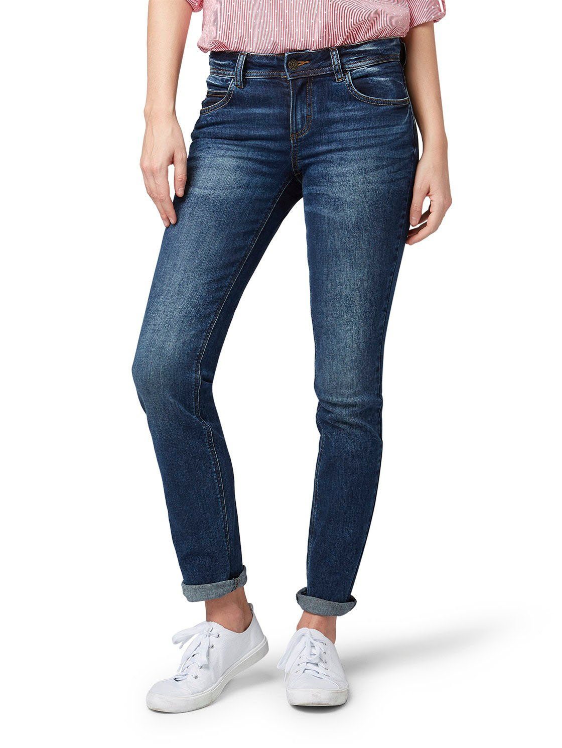 TOM TAILOR Straight-Jeans stone im Design washed klassischen mid