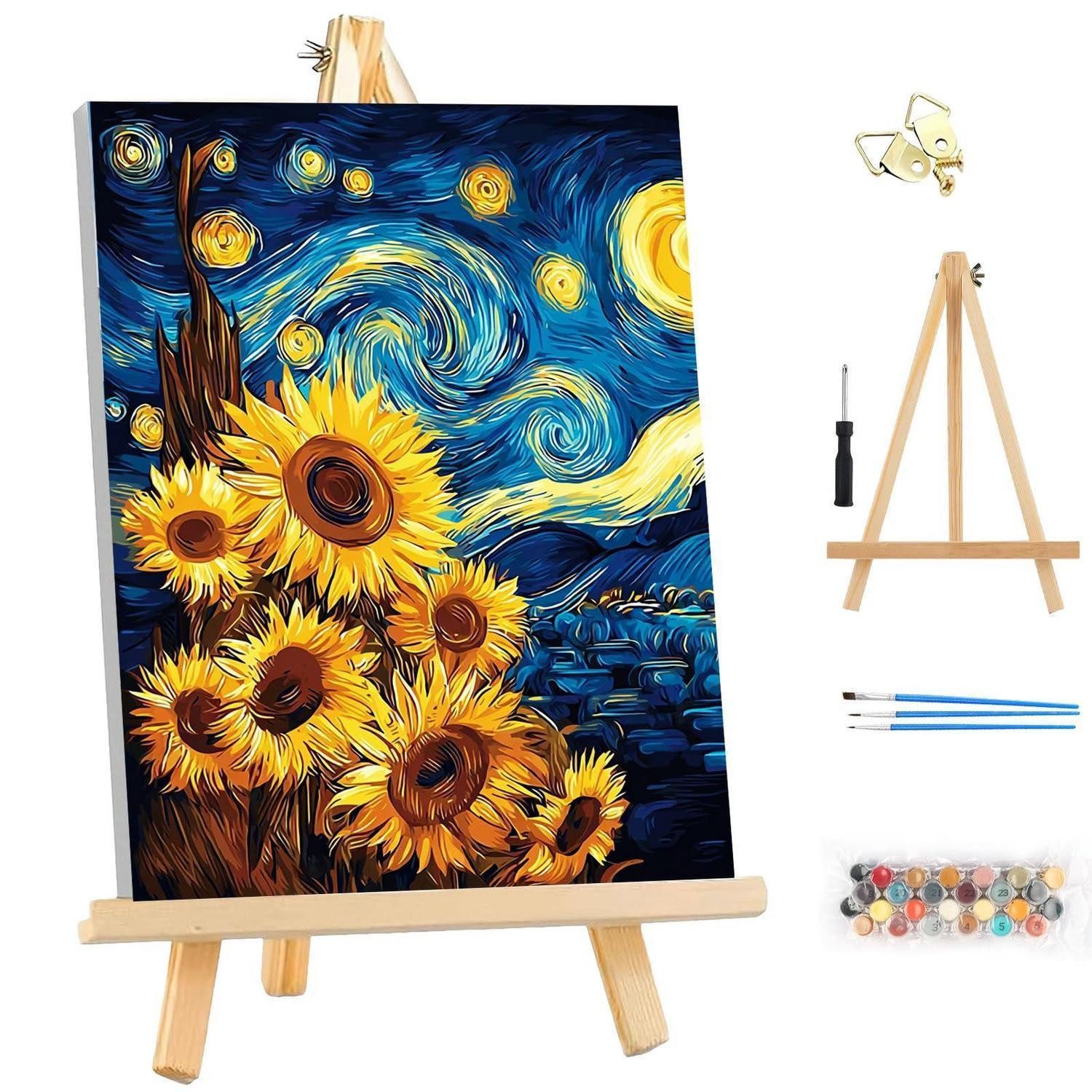 LuxusKollektion Malen nach Zahlen Malen nach Zahlen mit Rahmen Sternennacht 25x35cm (1-St)