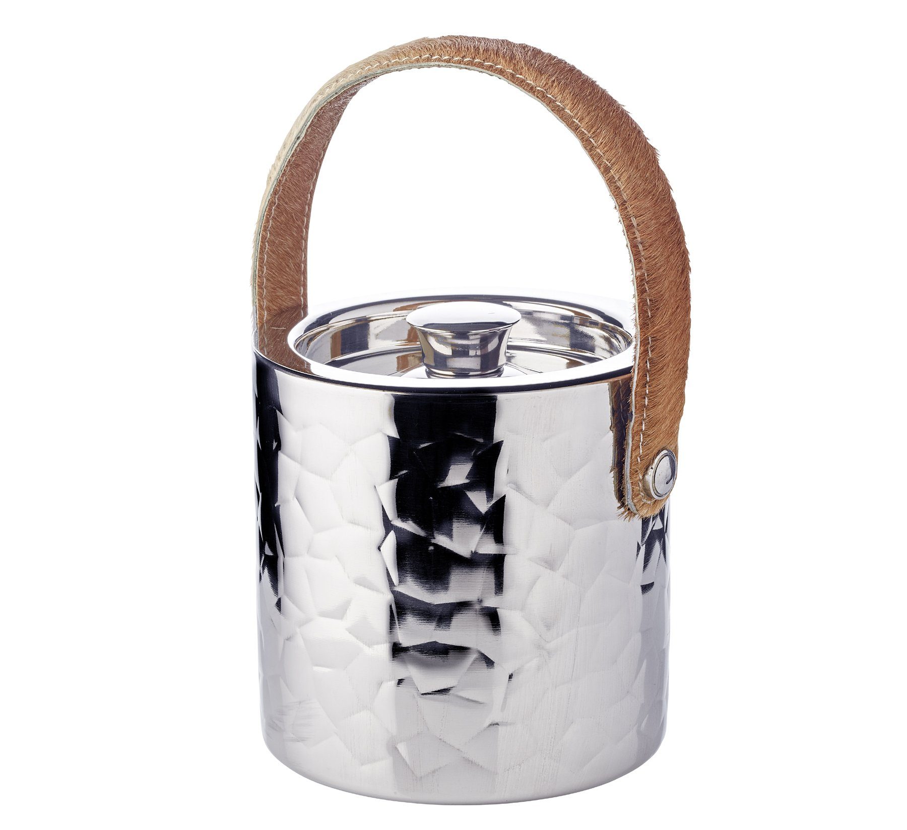 EDZARD Eiseimer Capri, Silber-Optik, fein gemustert, Inkl. Deckel und Zange, H 17 cm