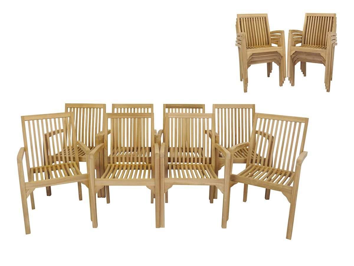 AFG Gartenstuhl Gartenstühle Стільці 8er Set massiv Teak (8 St), 8er Set: Teak, stapelbar, unbehandelt