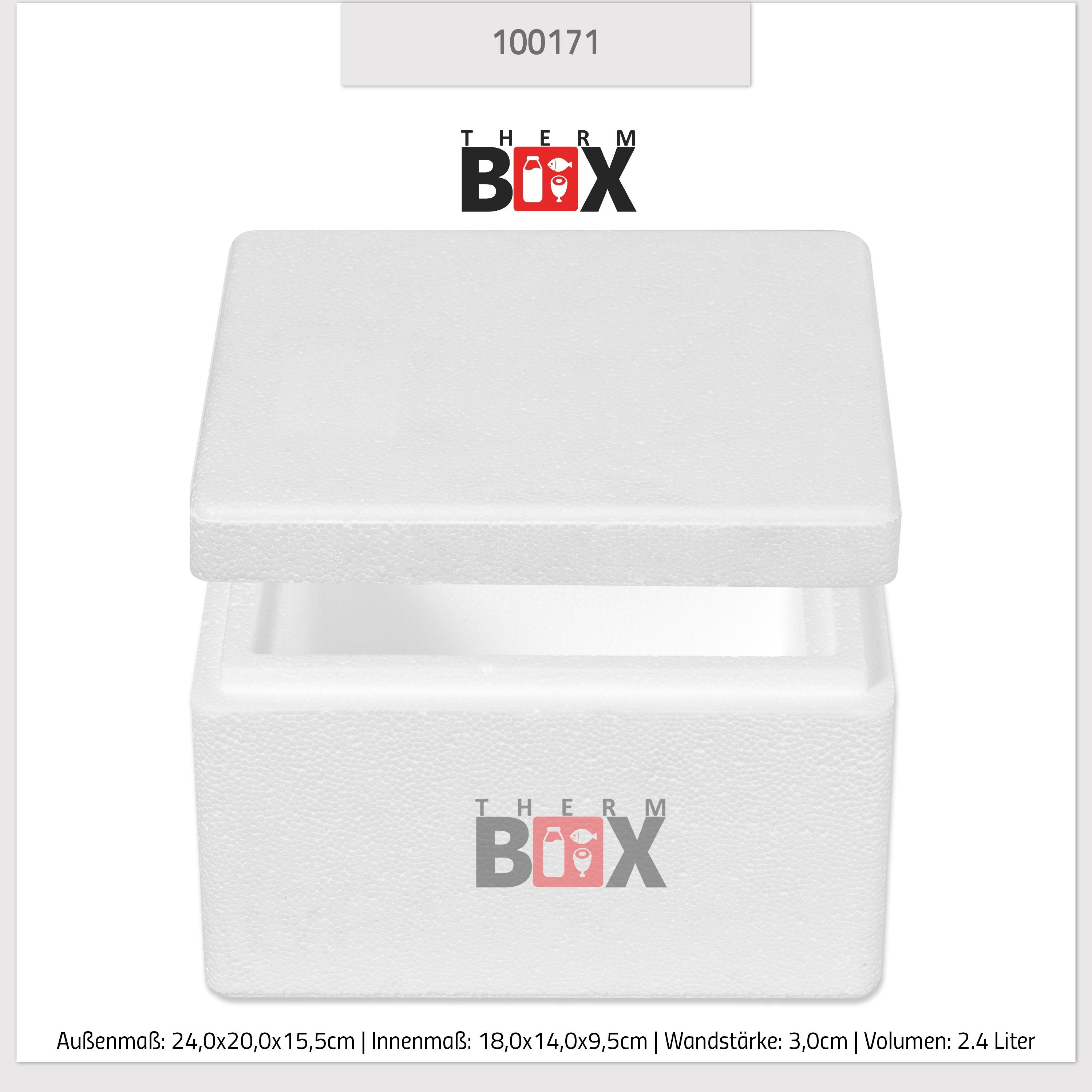 mit Kühlbox Volumen: Thermobox Deckel Innen: 2,4L, 18x14x9cm, Styropor-Verdichtet, Isolierbox (1, Thermobehälter Box Karton), 2W, Styroporbox 0-tlg., im THERM-BOX