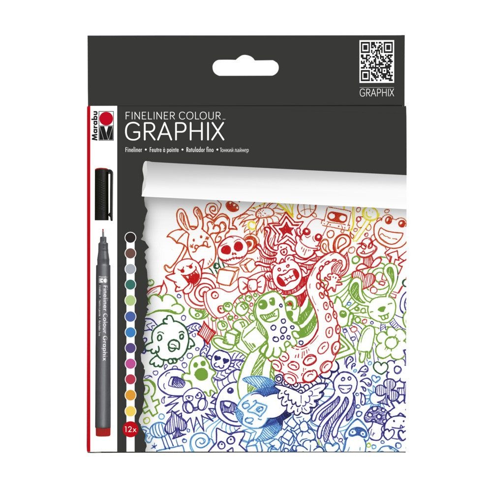 Malstift Marabu Fineliner Colour Graphix Supreme 12 Teile Etui