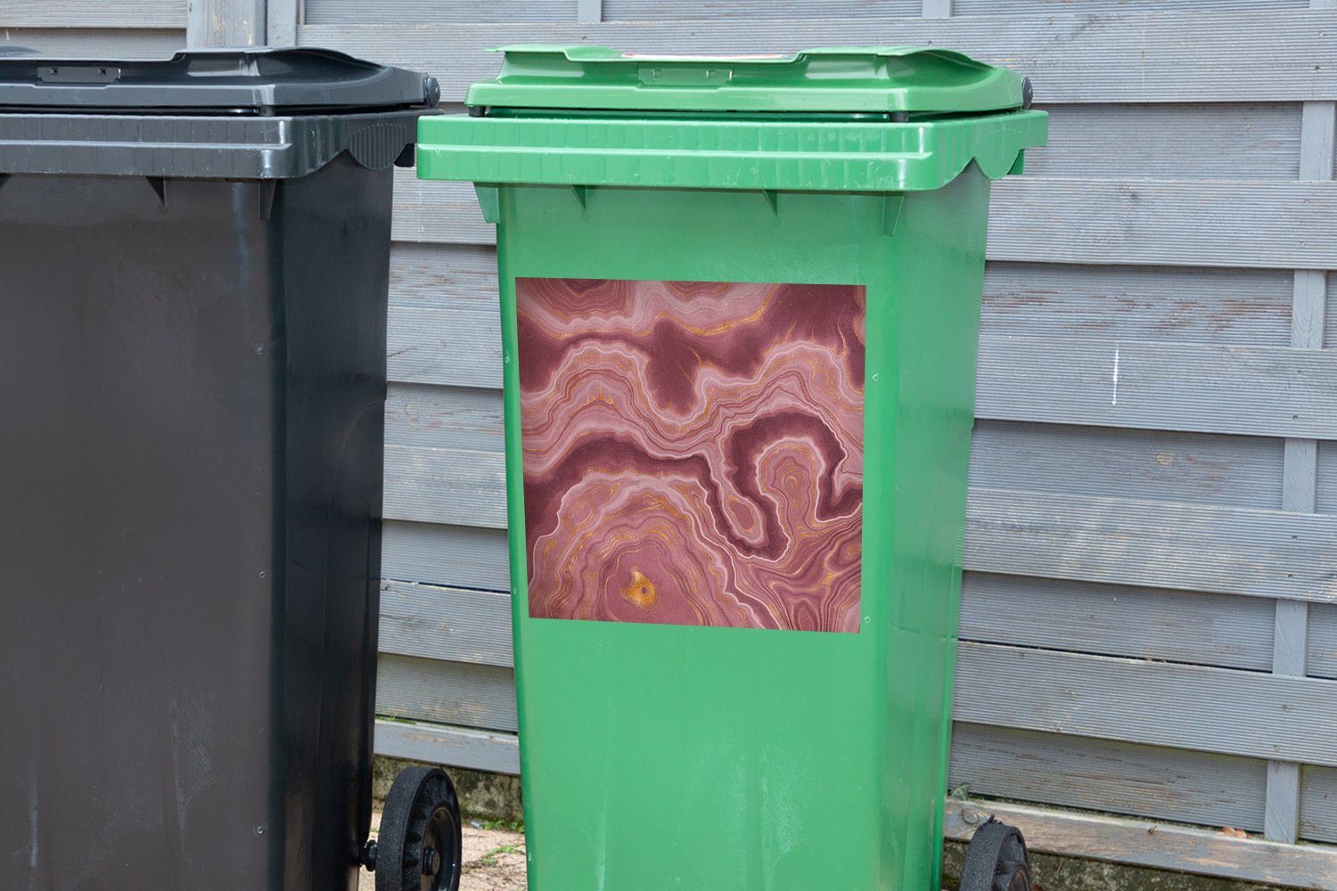 St), Abfalbehälter Container, Abstrakt Sticker, MuchoWow - Wandsticker (1 Achat - Mülltonne, Steine Mülleimer-aufkleber, Rosa -