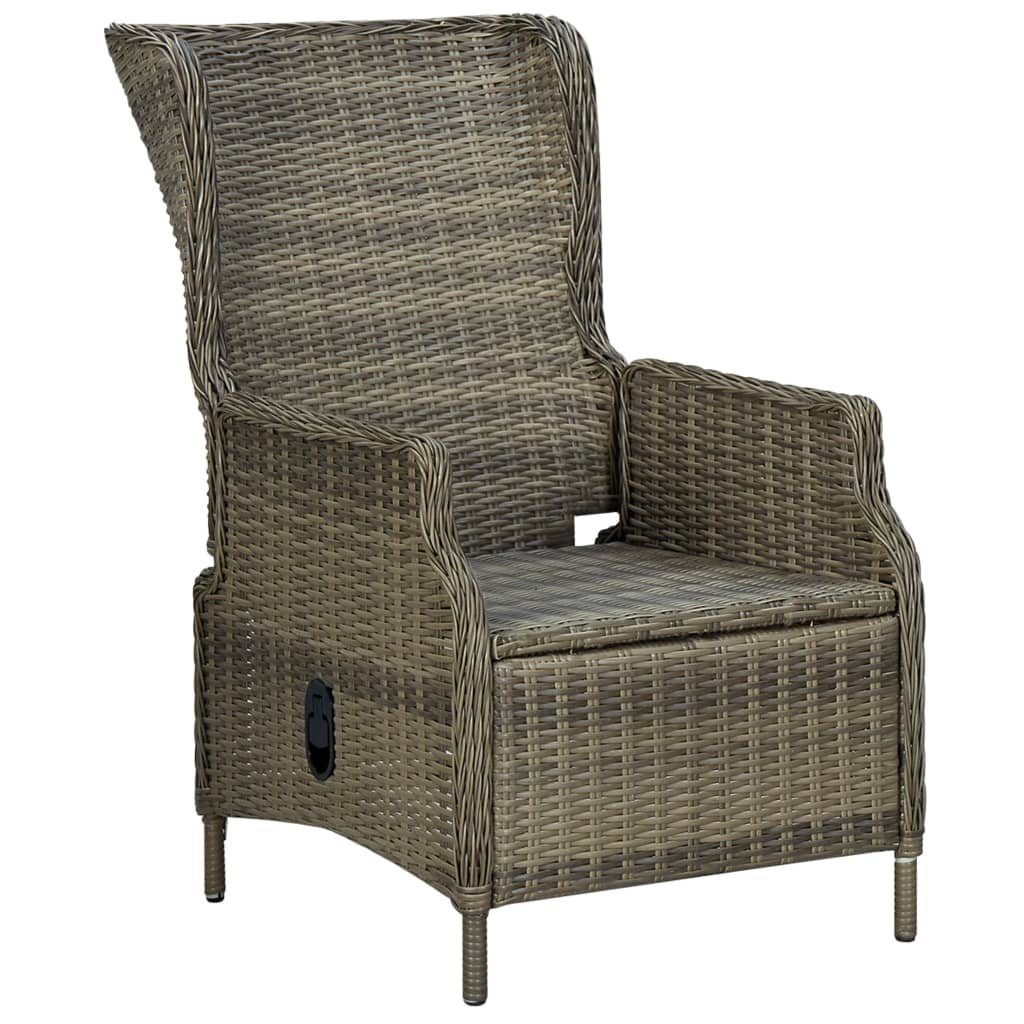 vidaXL Gartenstuhl aus Rundes PE-Rattan, pulverbeschichteter Stahl in Braun (B/H/T: 57x100x88 cm)