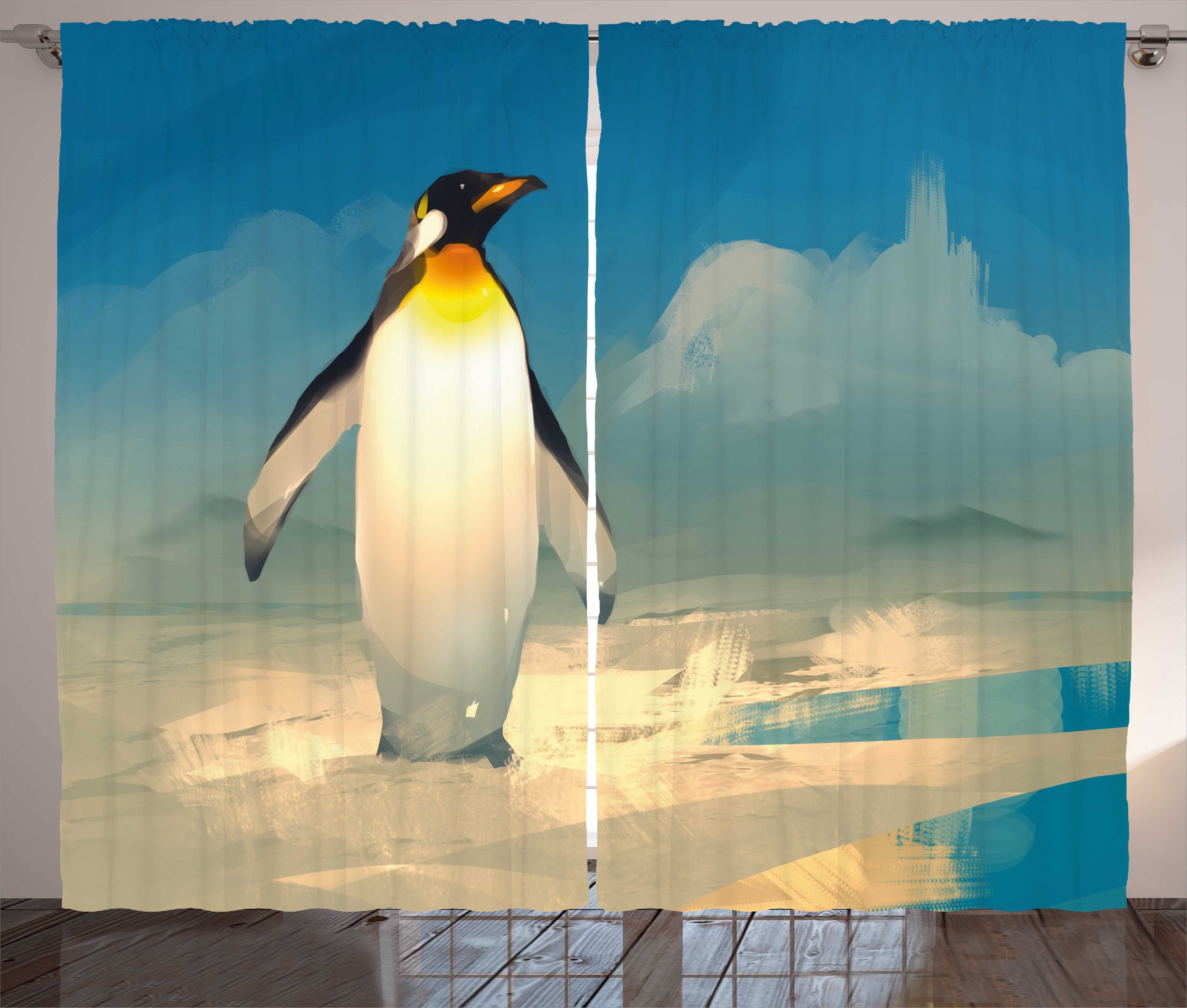 Schlaufen on Tier Pinguin Ice Schlafzimmer Gardine Nord Vorhang mit Kräuselband Arctic Abakuhaus, Haken, und