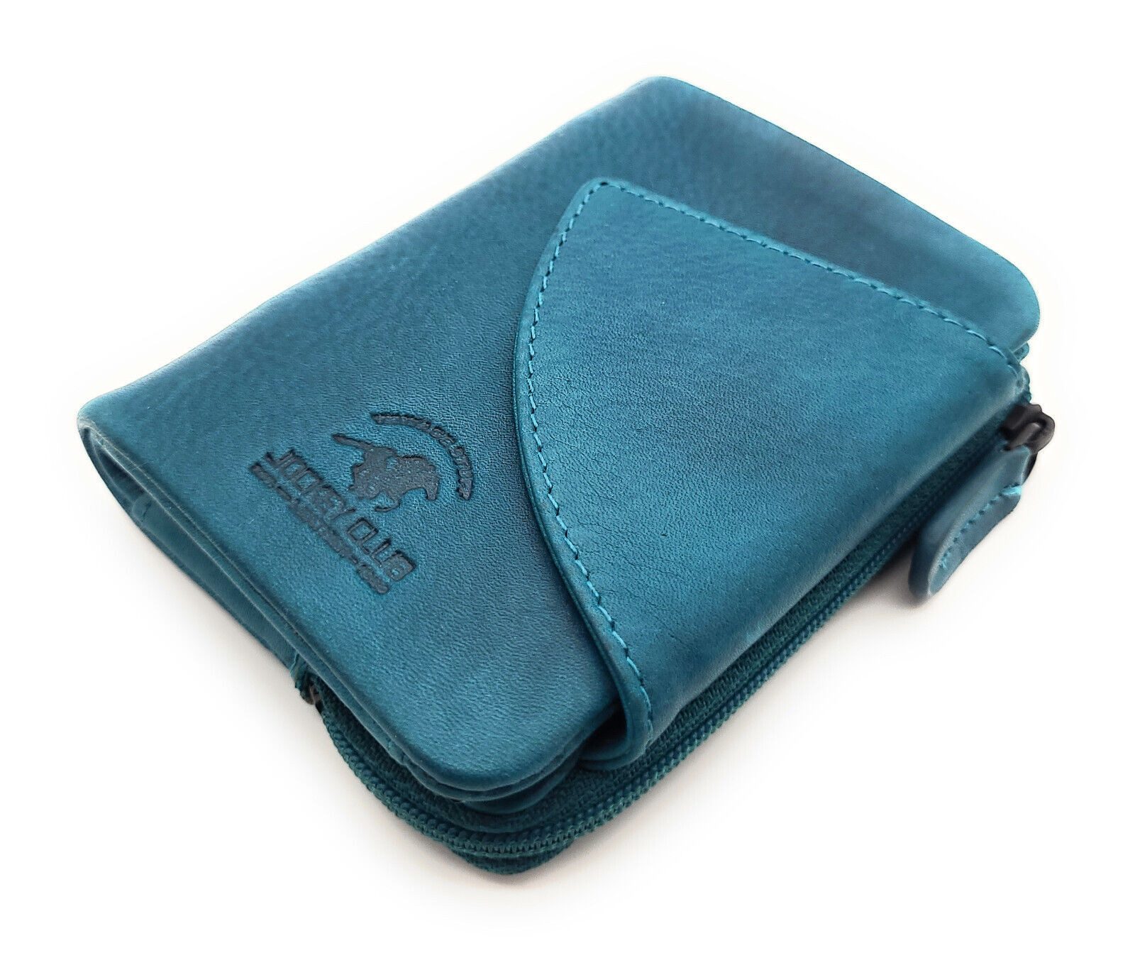 JOCKEY CLUB Mini Geldbörse kleines echt Leder Portemonnaie, Geldbeutel mit RFID Schutz, ideal auch für den Urlaub, gewachstes Rindleder