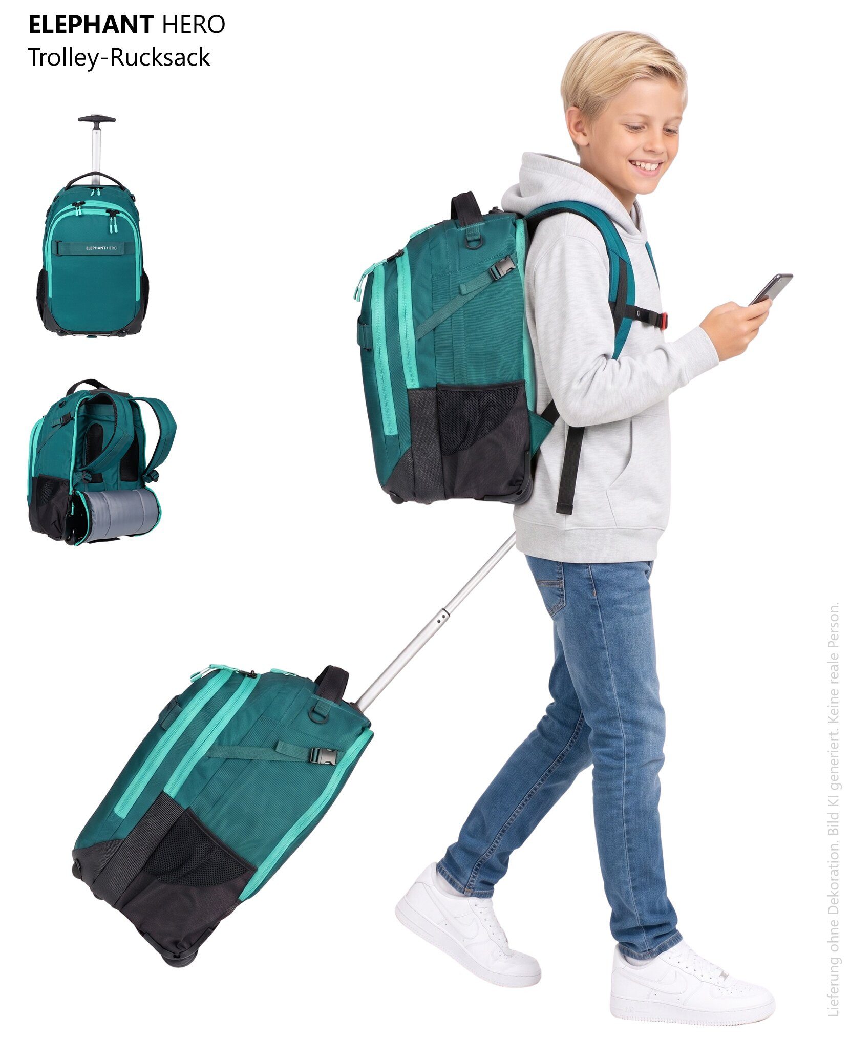 ELEPHANT Schulrucksack Trolley Hero Signature Schultrolley, Rucksacktrolley Daypack Trolly