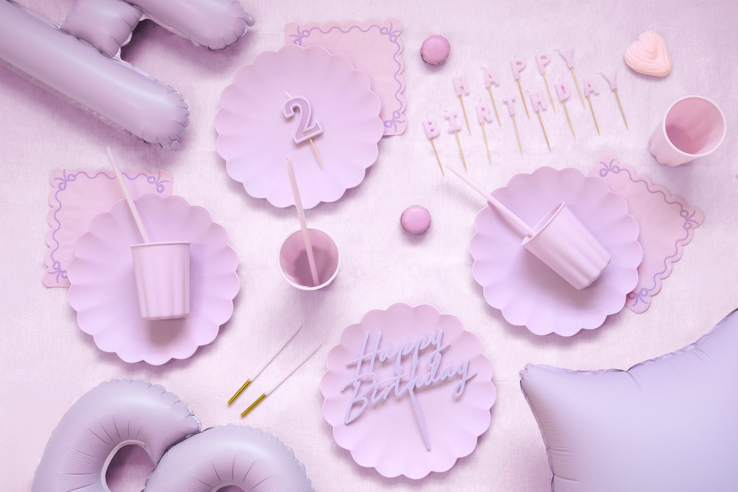 partydeco Tortenstecker, Cake Topper Happy Birthday 18x16cm Helllila