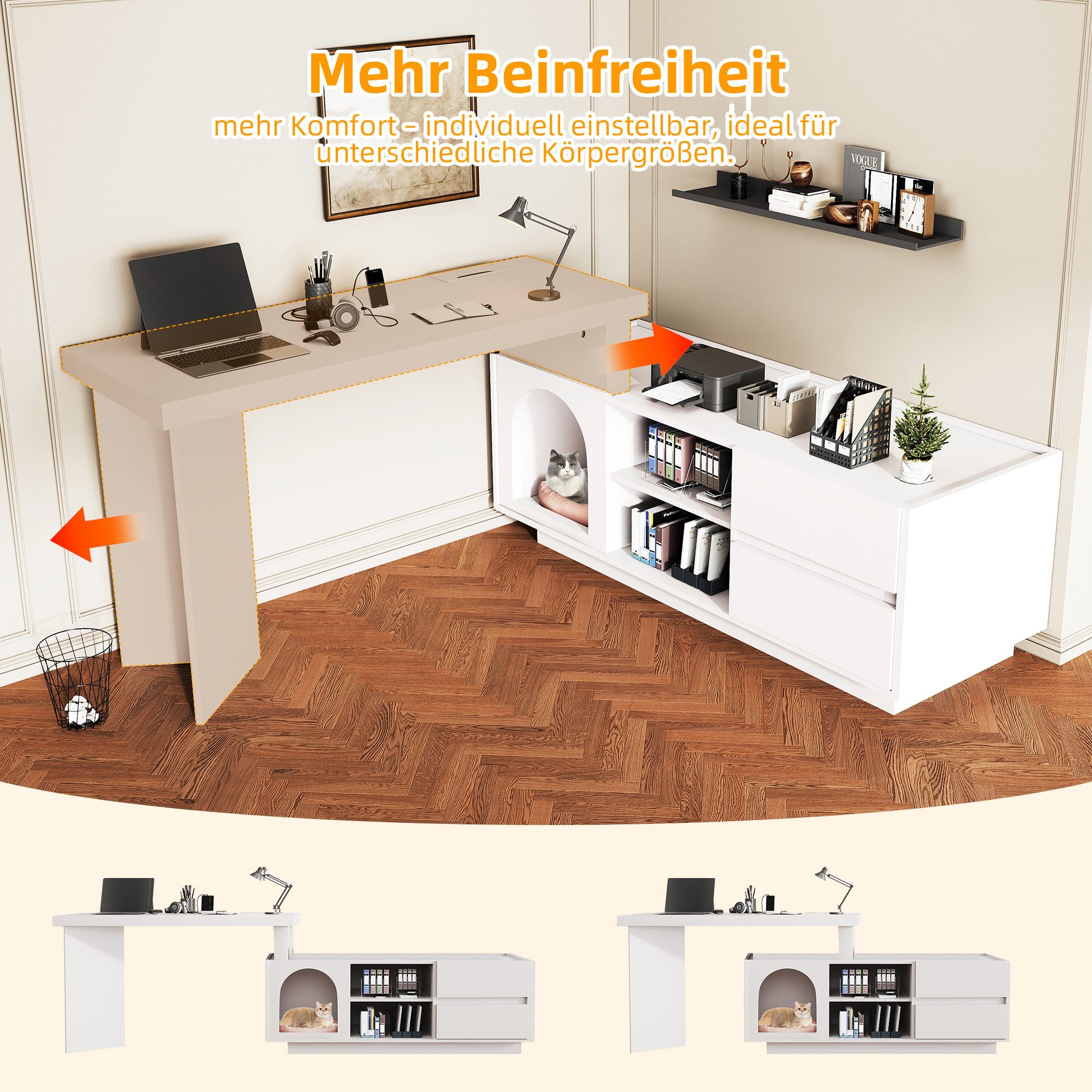 REDOM Eckschreibtisch Stauraum für Haustierbesitzer (Ecktisch, günstig online kaufen