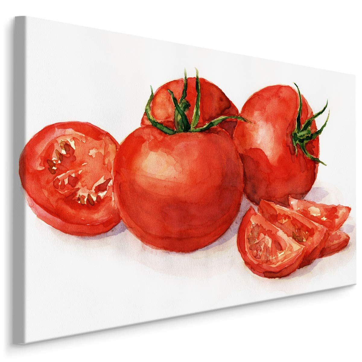 Muralo Leinwandbild Natur – Leinwandbild Wandbild Kunstdruck Wohnzimmer, Blumen (1 St), Essen – Gemüse – Tomaten, 70 x 50 cm, aufhängefertig