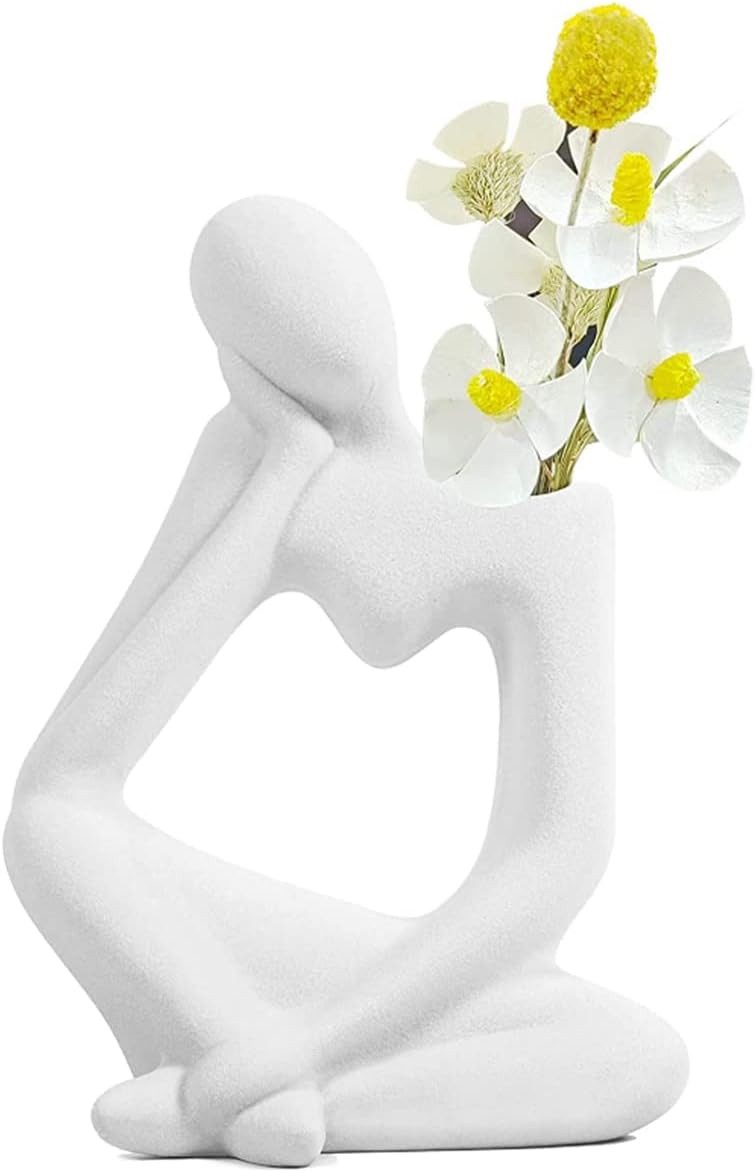 zggzerg Dekovase Keramik Vasen Deko Blumenvase Tischdeko Denker Modern Vase günstig online kaufen