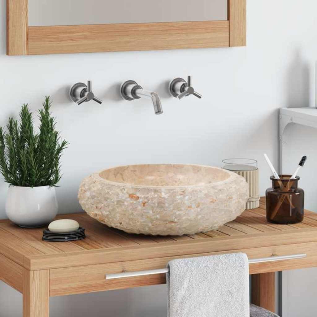 vidaXL Waschbecken Waschbecken 40x12 cm Marmor Creme