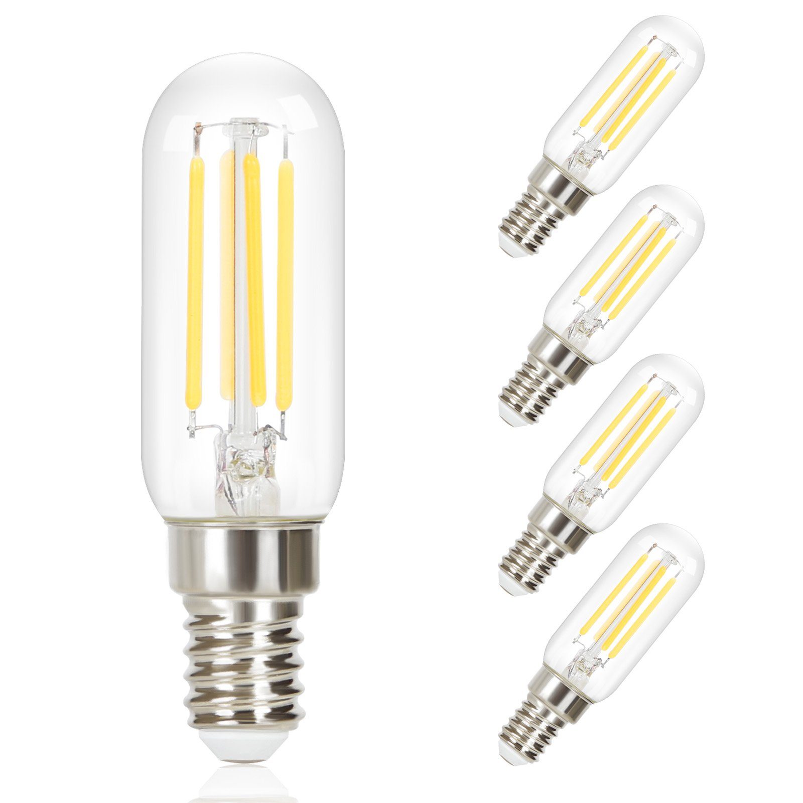 4 LED 4W E14, Vintage Lampe Birnen Energiesparlampe, 6000k St., ZMH LED-Leuchtmittel Glühbirnen