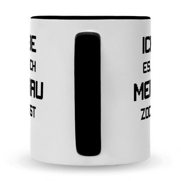 GRAVURZEILE Tasse mit Spruch - Ich liebe es wenn mich meine Frau zocken lässt, Keramik, Farbe: Schwarz & Weiß