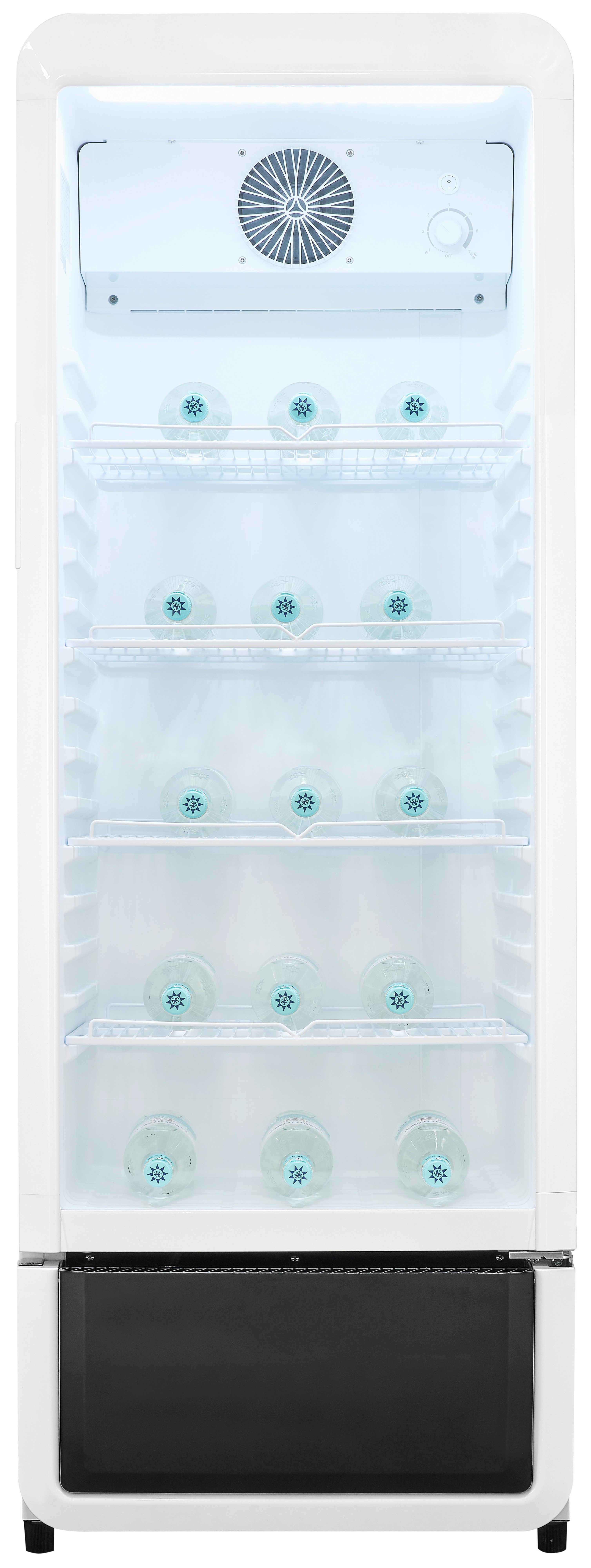 exquisit Getränkekühlschrank GKS220-GT-431D weiss, 152,5 cm hoch, 54 cm breit, Alles auf einen Blick dank Isolierglastür und übersichtliche Lagerung