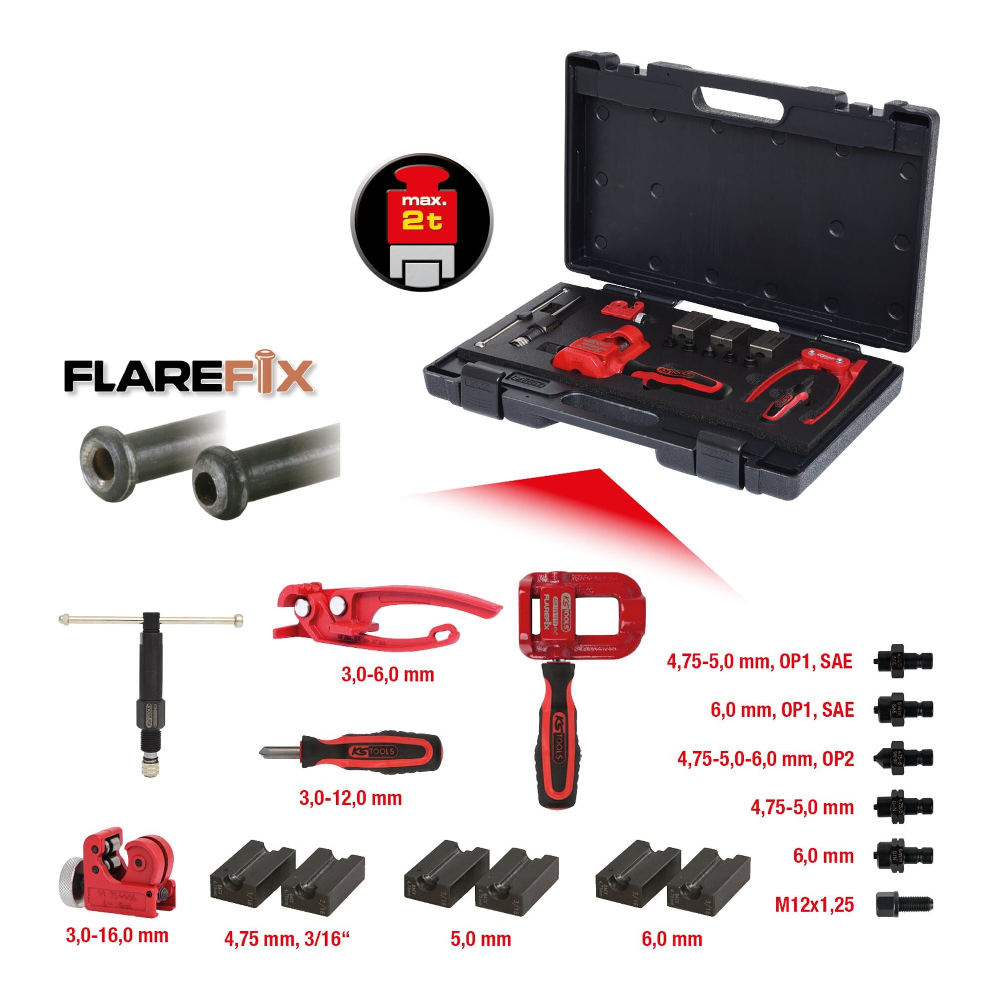 KS Tools Zubehör-Set KS Tools FLAREFIX 1 Universal-Bremsleitungs-Bördelgerät-Satz mit