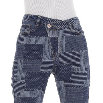 Ital-Design Straight-Jeans Damen Freizeit Used-Look Gepunktet High Waist Jeans in Blau
