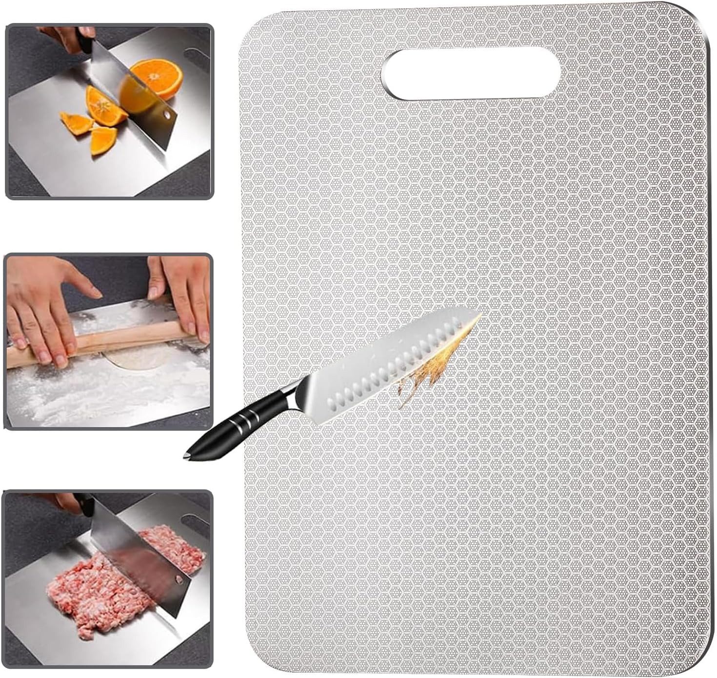 FELIXLEO Käsebrett Edelstahl Schneidebrett 316 Kratzfest Spülmaschinenfest 34x24cm, (1-St)