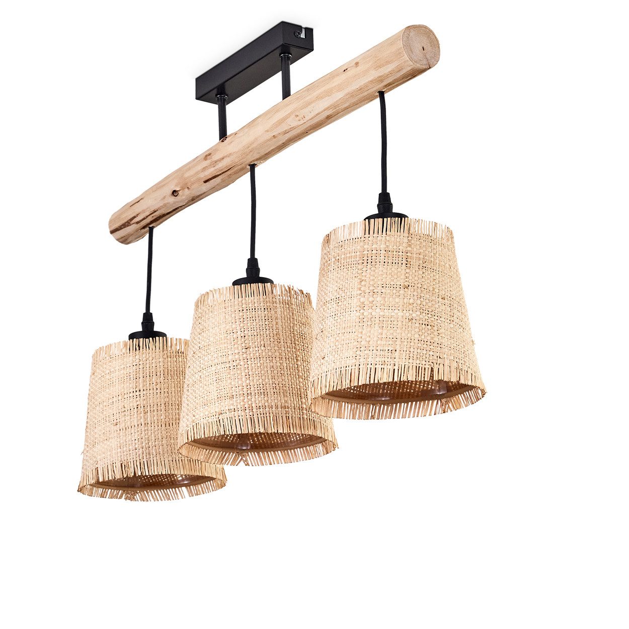 hofstein Deckenleuchte moderne Deckenlampe aus Holz/Metall/Bast in Natur/Sc günstig online kaufen