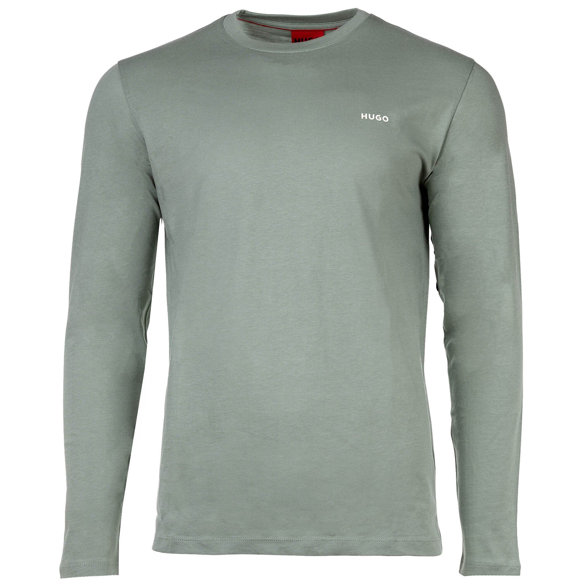 HUGO T-Shirt Herren Longsleeve - DEROL222, Rundhals, Langarm Grün