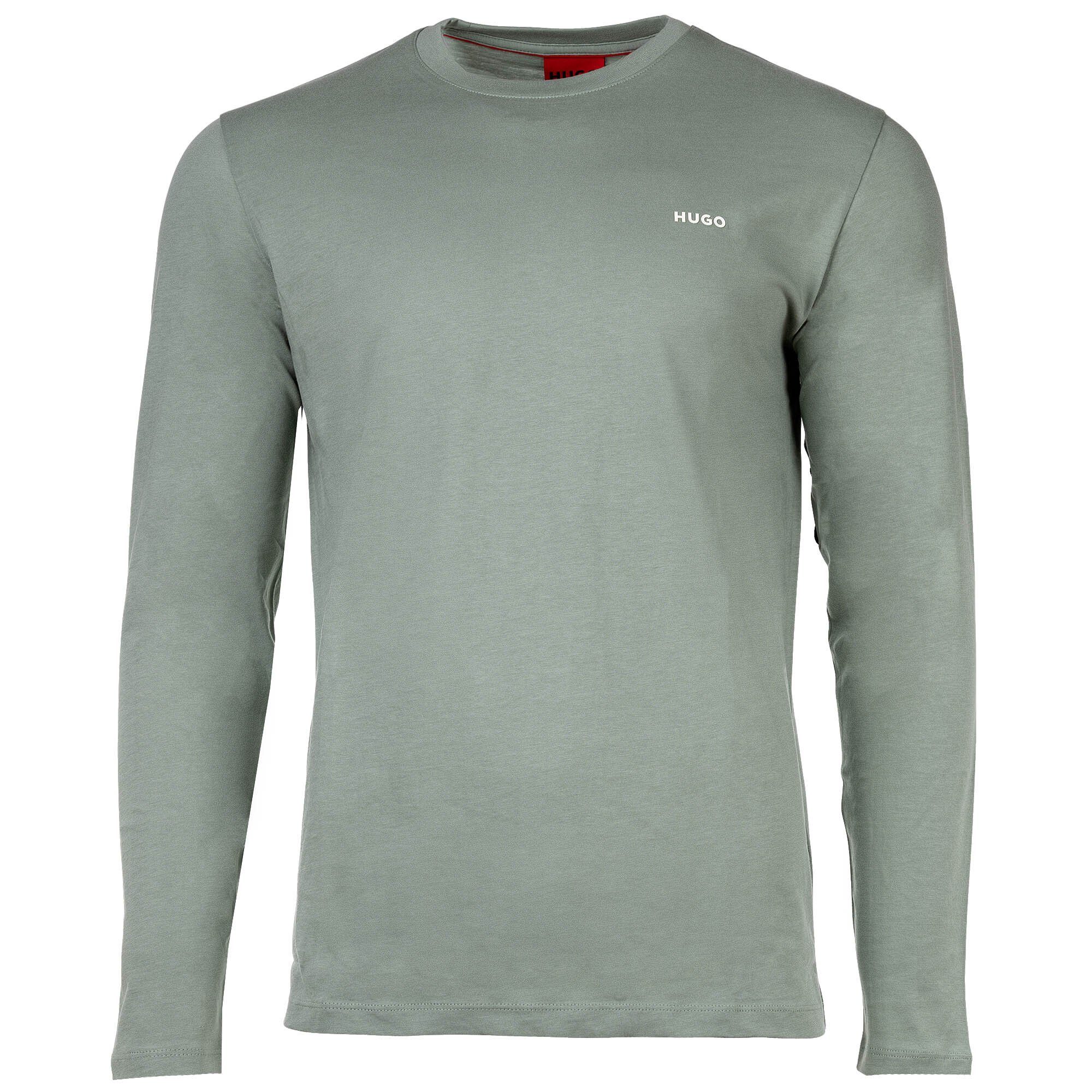 Longsleeve - HUGO DEROL222, Rundhals, T-Shirt Langarm Grün Herren