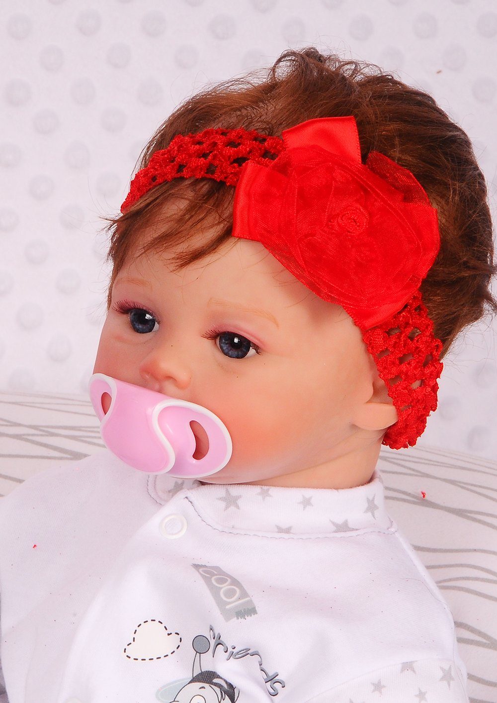 Stirnband Stirnband Kopfband Nr.5 elastisch 0Mon Rot ab Kopfschmuck in und Kinder Rot Baby