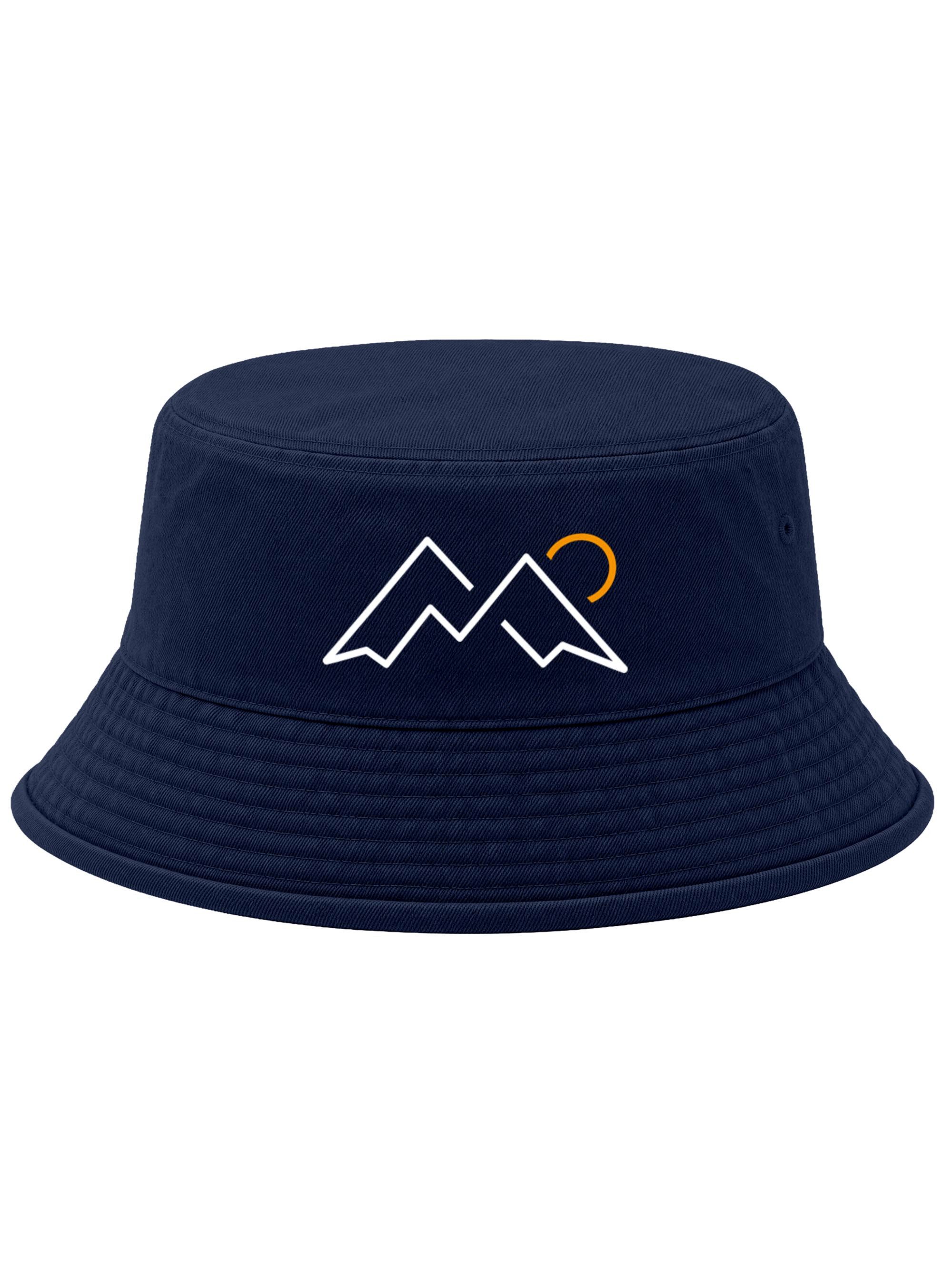 Neverless Fischerhut Anglerhut mit Print Mountain Lineart Bucket Hat Baumwolle Neverless®