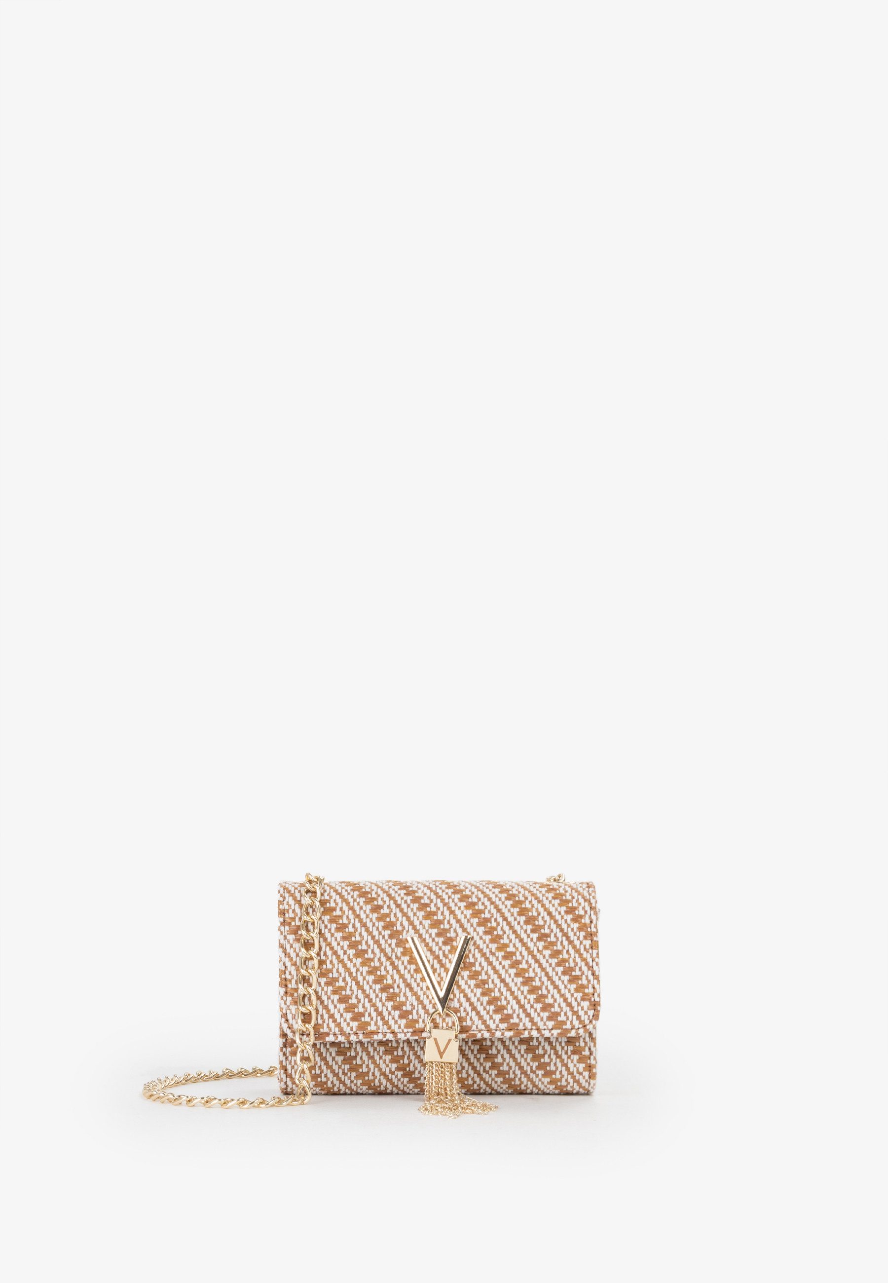 VALENTINO BAGS Umhängetasche DIVINA SUMMER, Damen Handtasche mit goldfarbenem Schmuckelement und Fransen