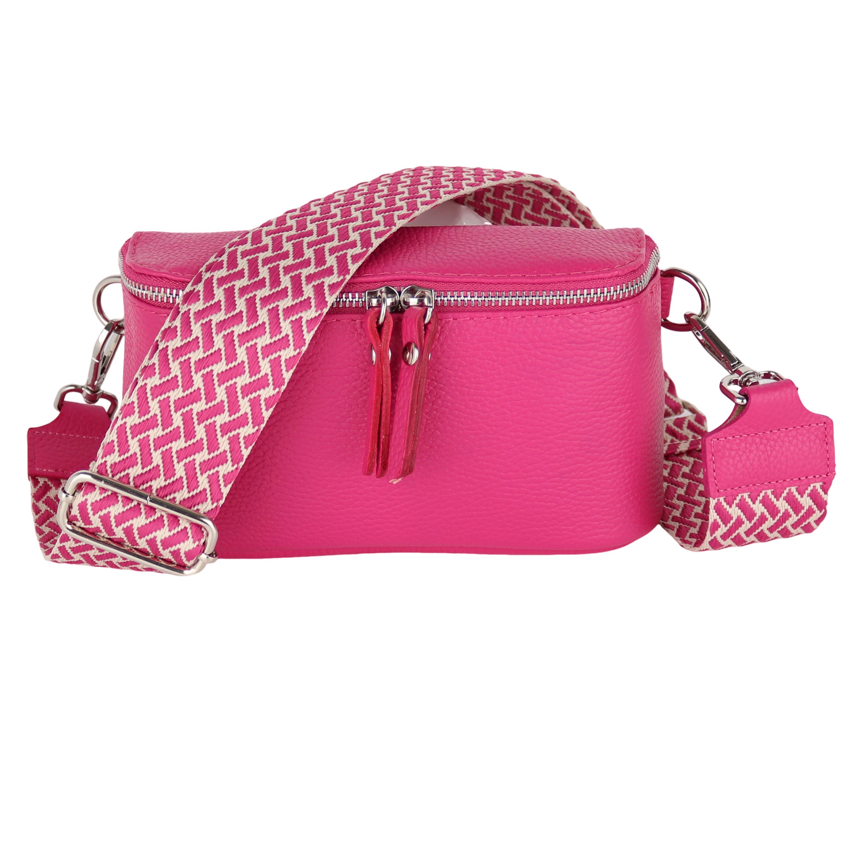 MIRROSI Bauchtasche Damen, Echtleder, Made in Italy, Umhängetasche, Brusttasche, (23x13x7cm); Schultertasche für jeden Anlass (1 Tasche & 2 Gurte), Crossbody Bag, gemusterten & verstellbaren Schulterriemen