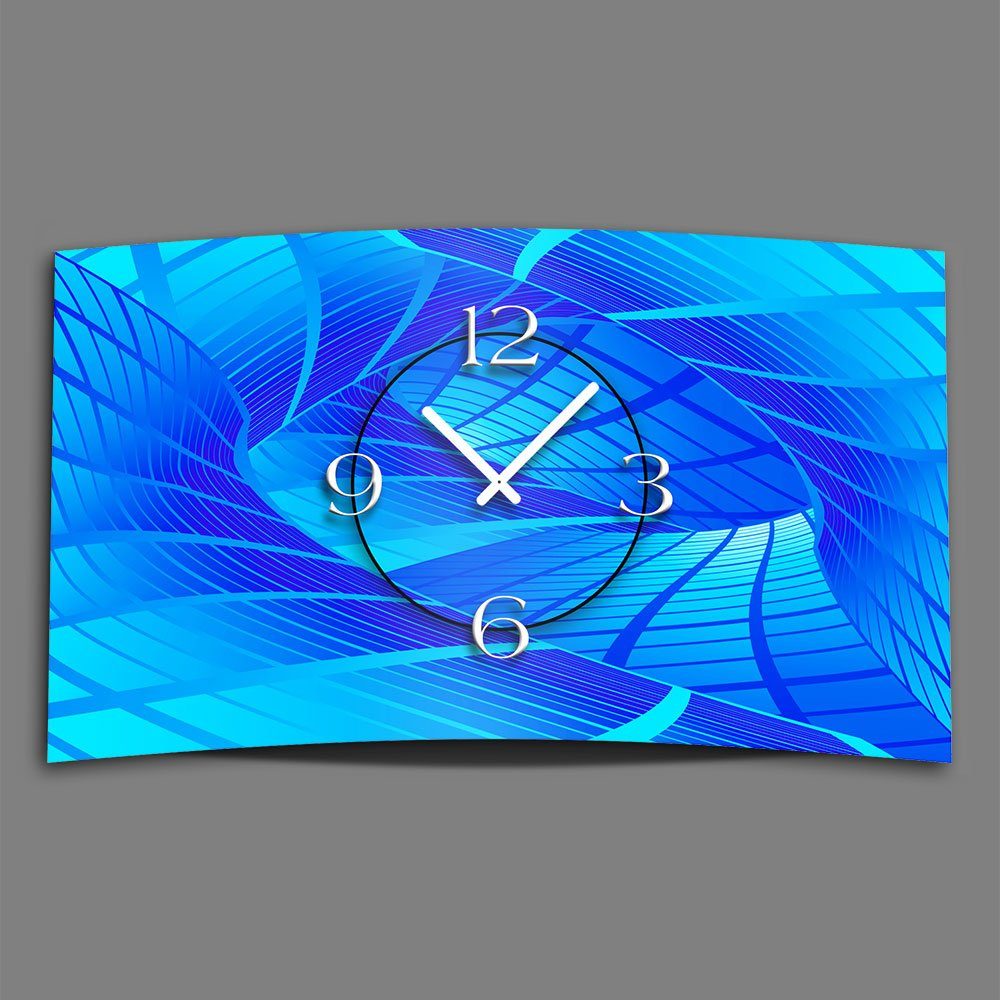 dixtime Wanduhr Digital Designer Art abstrakt blau Designer Wanduhr abstrakt modernes (Einzigartige 3D-Optik aus 4mm Alu-Dibond)