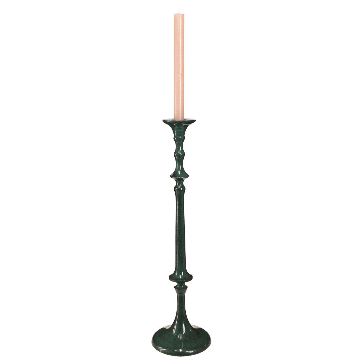 Flor & Decor Import GmbH Kerzenhalter Hoher Kerzenhalter Metall Keramikoptik Grün 49cm Tischdeko