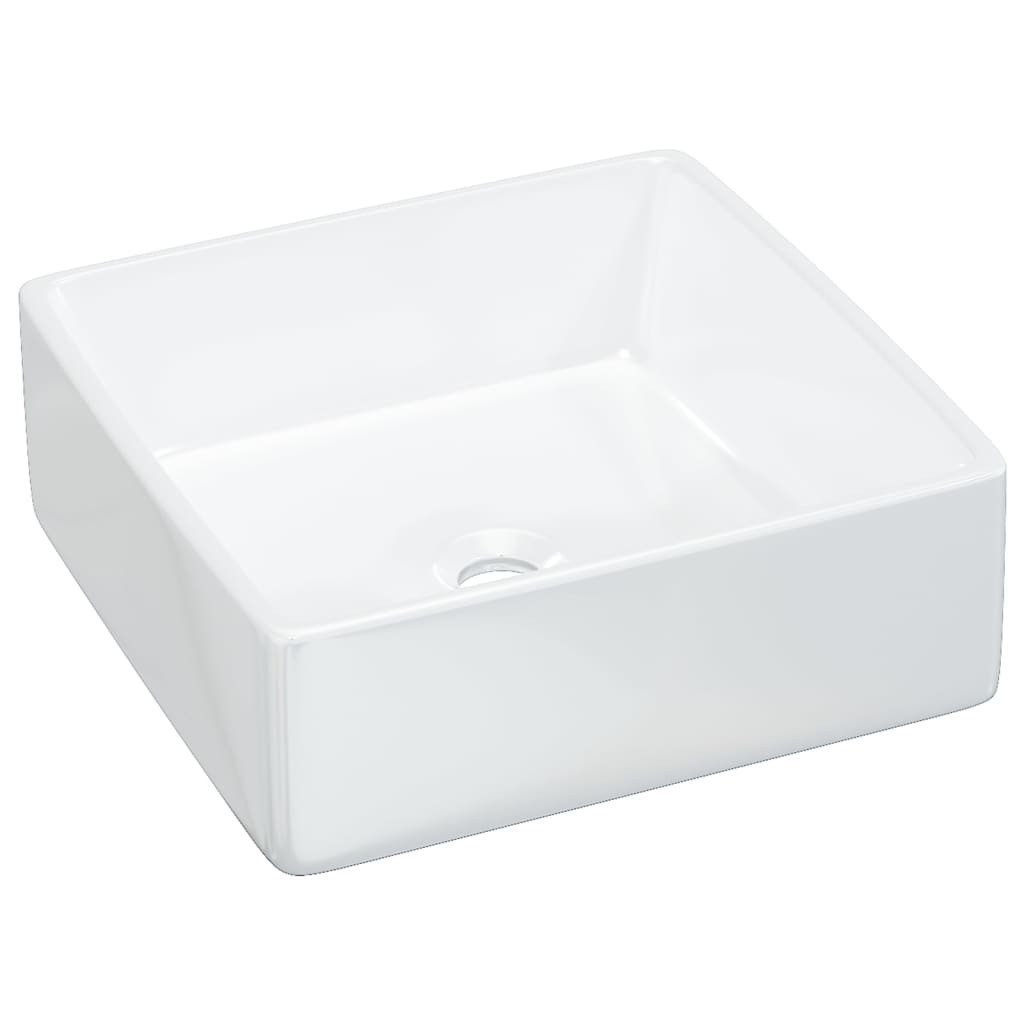 vidaXL Waschbecken Waschbecken Weiß 37x37x13 cm Keramik Quadratisch