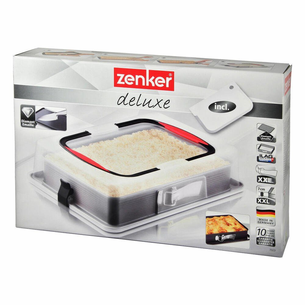 Zenker Springform Deluxe Rechteck-Springform mit Transporthaube 42cm