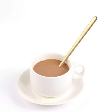 Lubgitsr Latte-Macchiato-Löffel Löffel Mit Langem Griff, Kaffeerührer, Edelstahl-Kaffeelöffel, Gold (4 Stück)