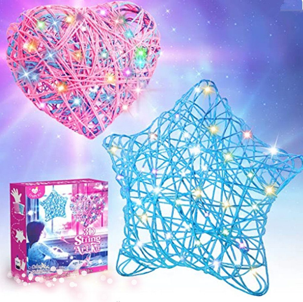 XDOVET Bastelset, Jahre Bastelsets String für Kreativset Kinder Mädchen,6-12 DIY-Laternen-Kunst- LED, Kit Basteln Spielzeug,mit Art und Geschenkideen 3D