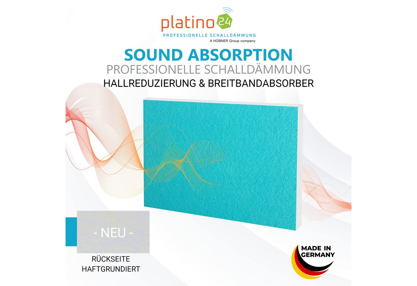 Thumbnail - platino24 Wandpaneel Rechteck aus Basotect ® G+ mit Akustikfilz 825x550x50mm Mulitcolor